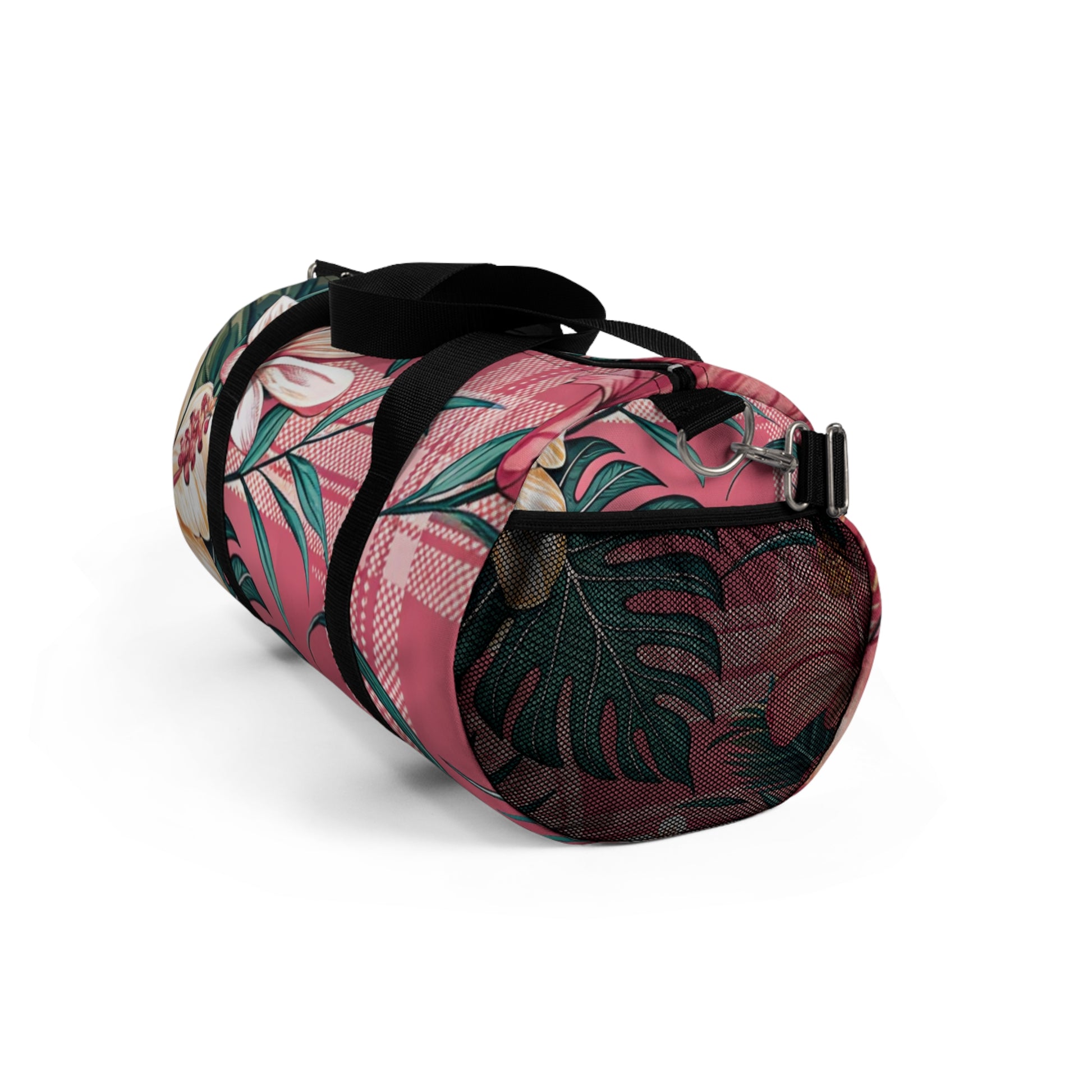 Plaid x Floral Burgundy and Green Duffel Bag, Artsulli - Art is Long, Life is Short, Bags, , , , , , , 