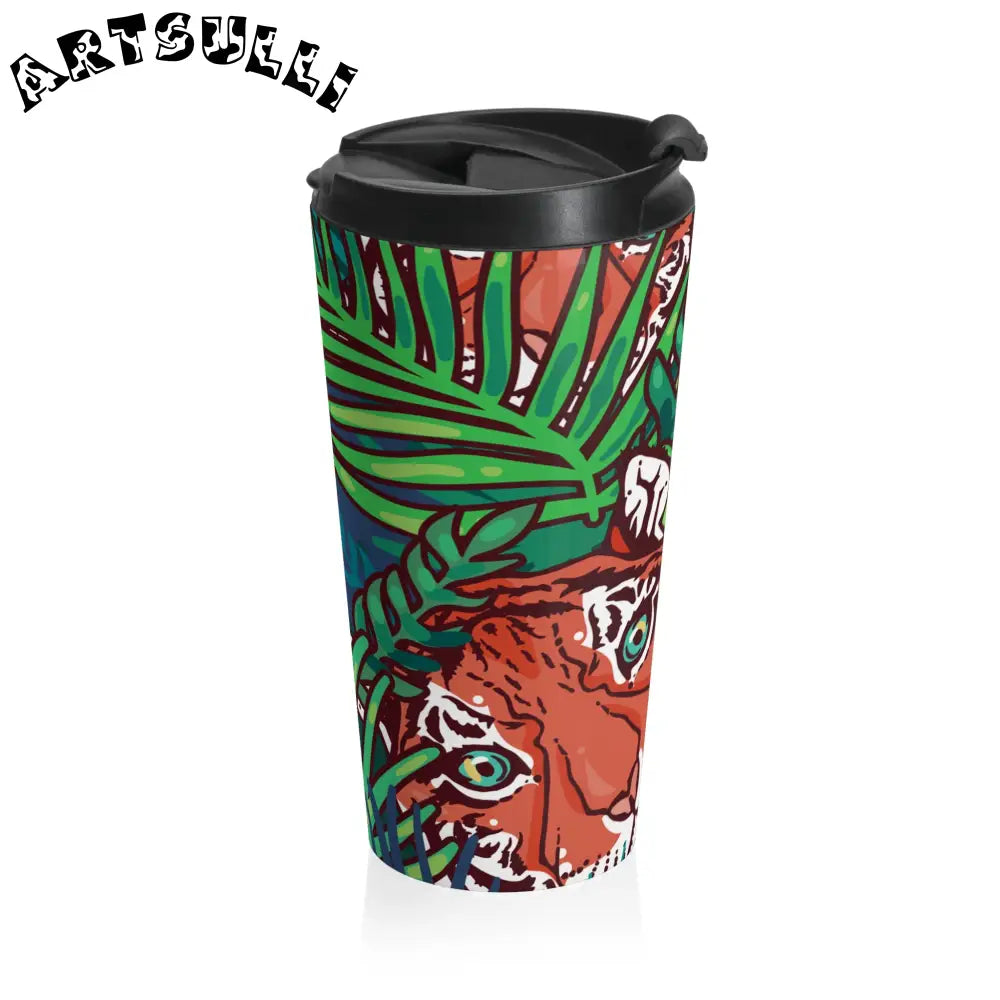 JAKKOUTTHEBXX Tropical Jungle Tigers Blue and Green Stainless Steel