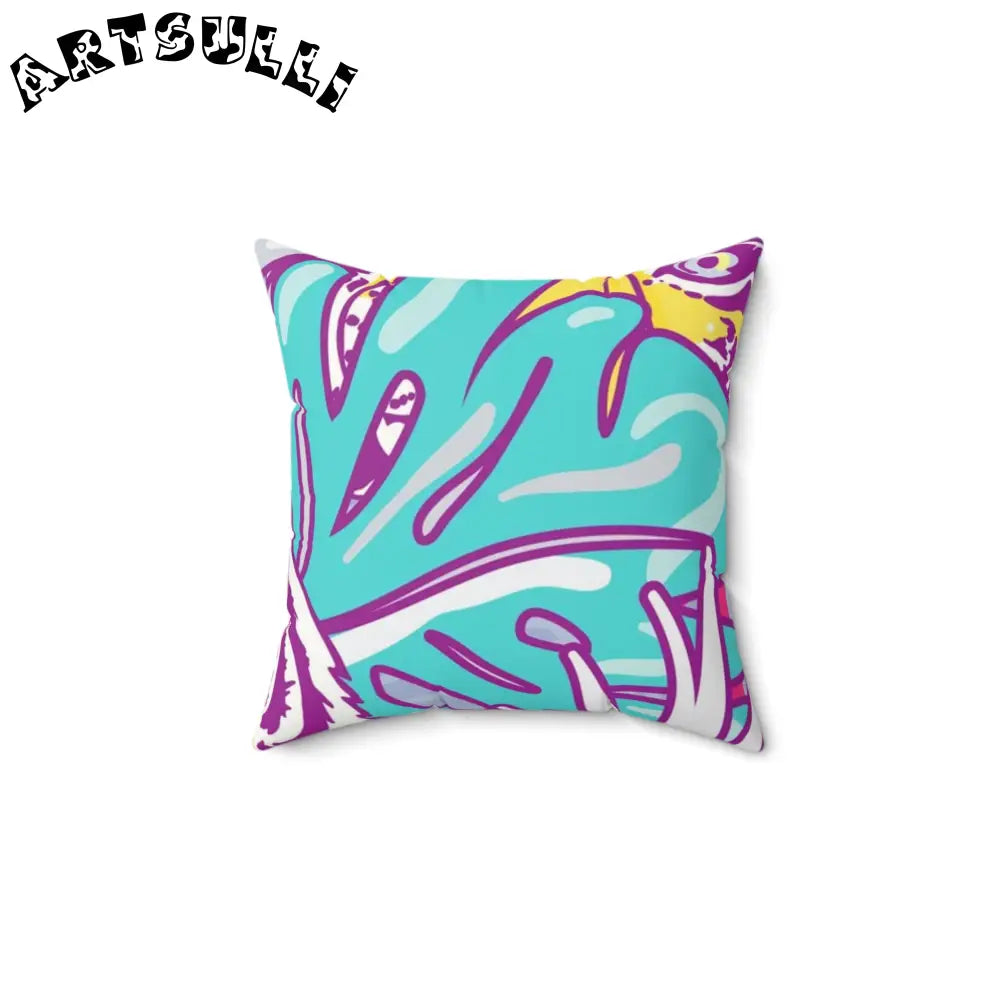 JAKKOUTTHEBXX Tropical Floral Tigers Torquise and Purple Faux Suede