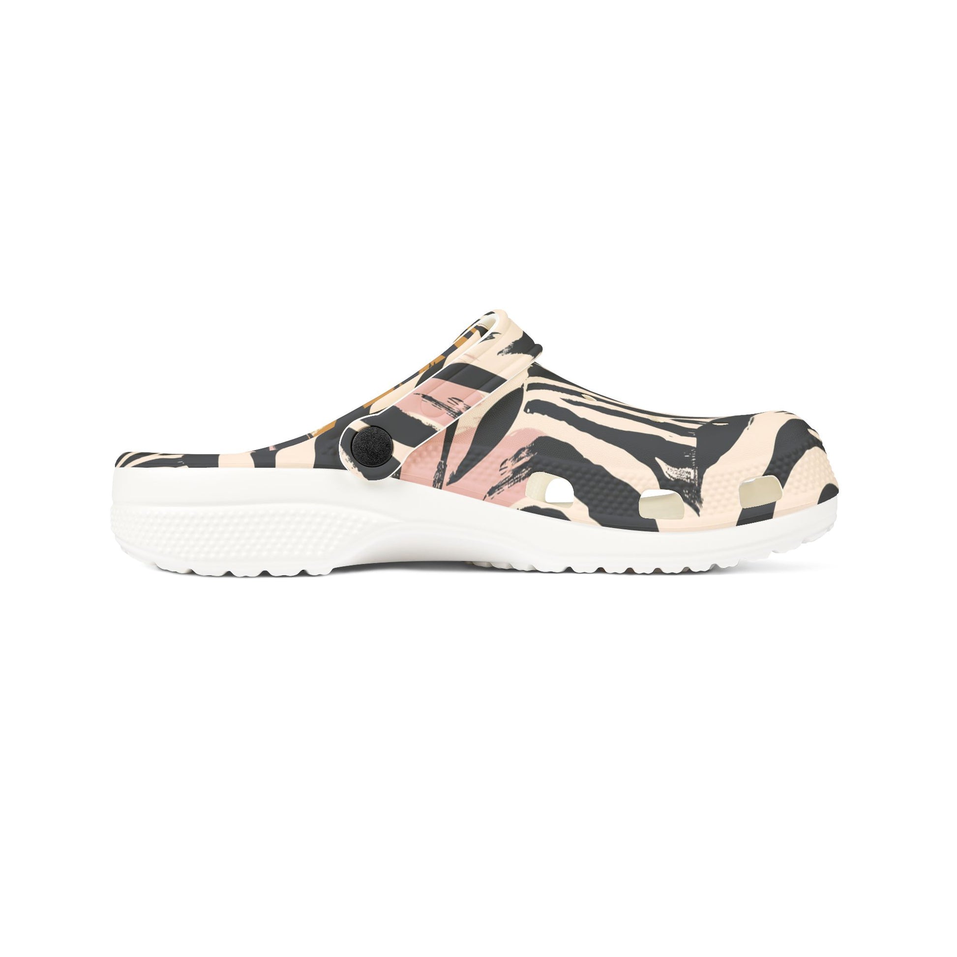 Beige Zebra Jungle Flats EVA Foam Rubber Shoes (AOP), Artsulli - Art is Long, Life is Short, Shoes, , , , , , , 