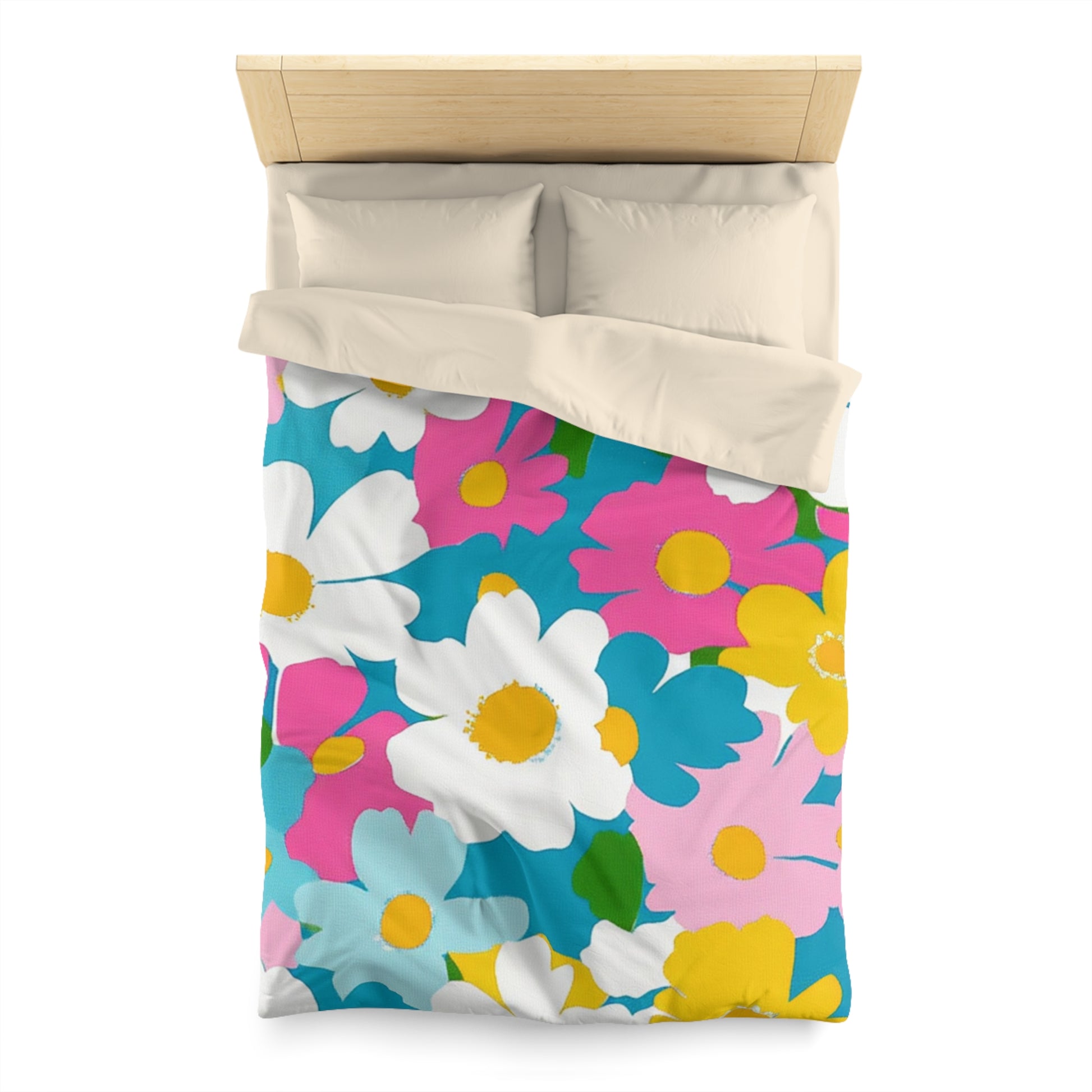 Flowers Multi-Color Microfiber Duvet Cover, Artsulli - Art is Long, Life is Short, Home Decor, , , , , , , 