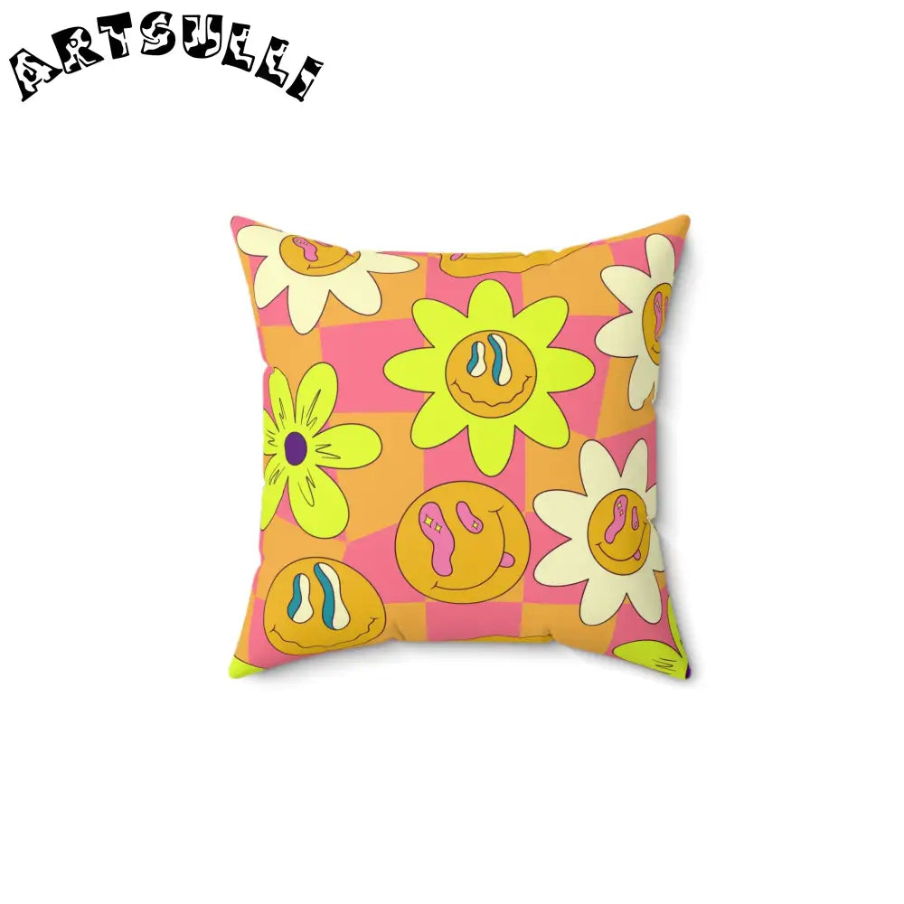 JAKKOUTTHEBXX Trippy Sour Face Rave Spun Polyester Square Pillow