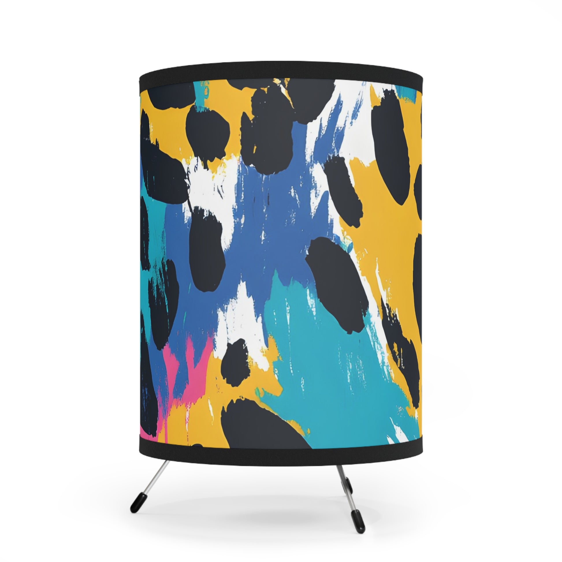 Leopard Print x Paint Brush Strokes Multi-Color Tripod Lamp with High-Res Printed Shade, US\CA plug, Artsulli - Art is Long, Life is Short, Home Decor, , , , , , , 