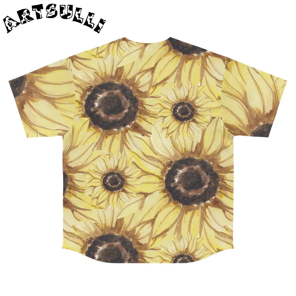 JAKKOUTTHEBXX Retro Anime Sunflower Men’s Baseball Jersey (AOP)