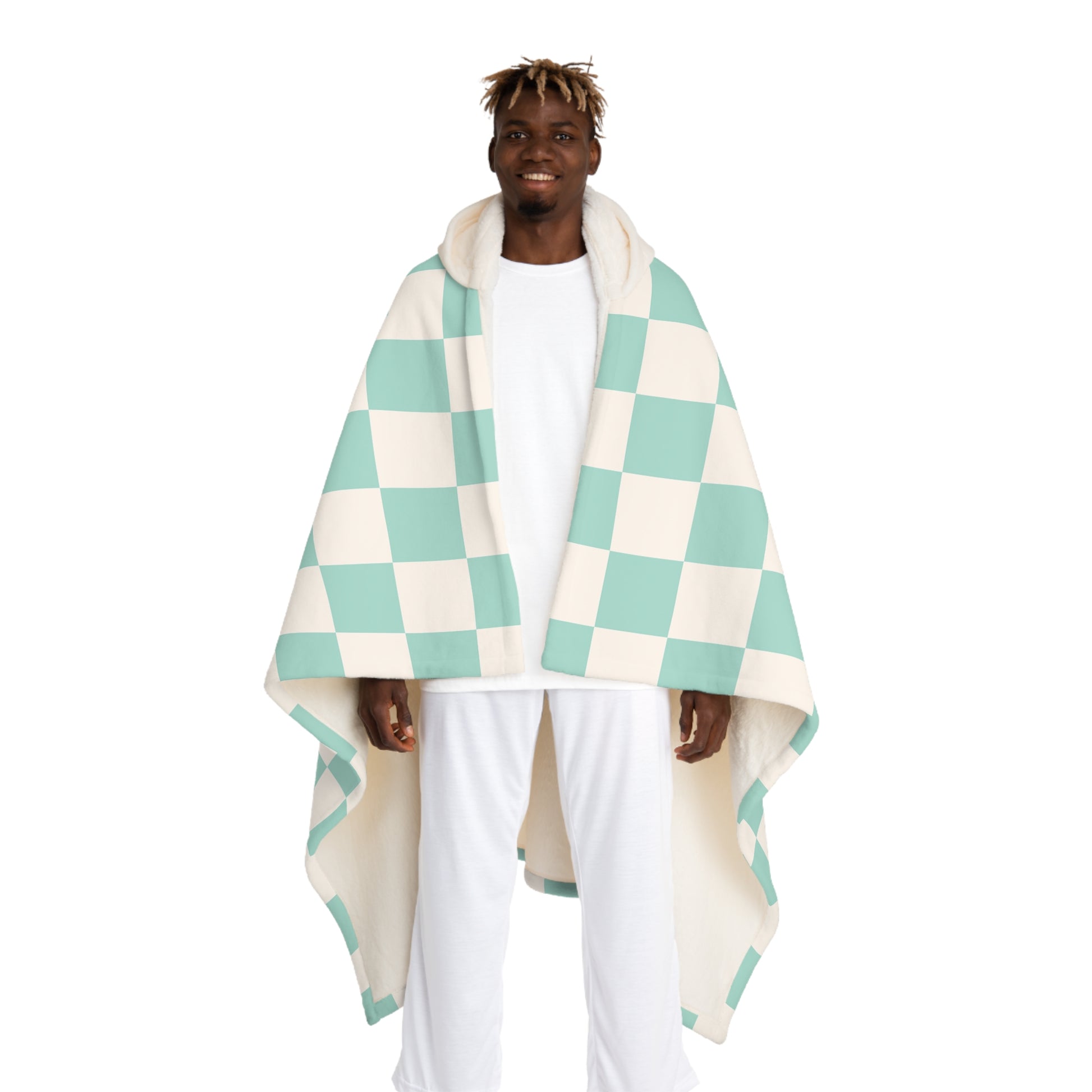 Chessboard II Hooded Sherpa Fleece Blanket, Artsulli - Art is Long, Life is Short, All Over Prints, Size, One size, Color, Cream, , , 22420789870007262652