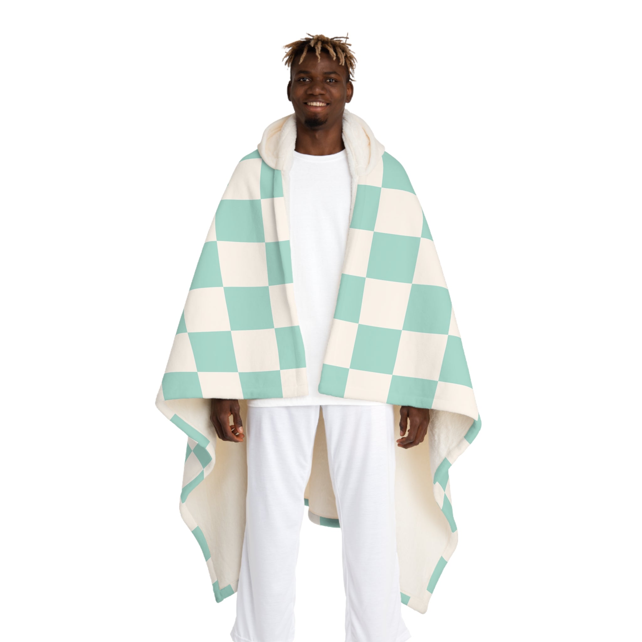 Chessboard II Hooded Sherpa Fleece Blanket, Artsulli - Art is Long, Life is Short, All Over Prints, Size, One size, Color, Cream, , , 22420789870007262652