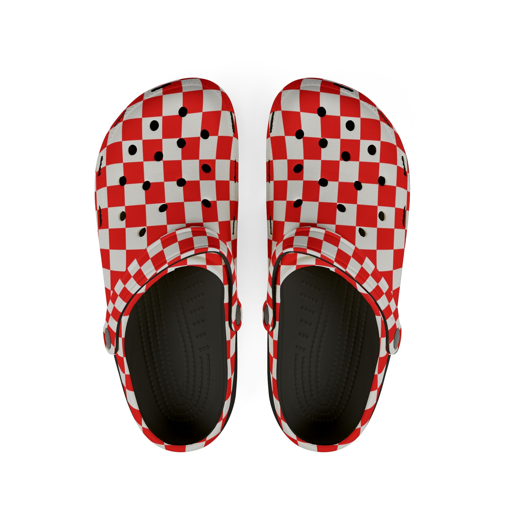 Checkerboard Red and White EVA Foam Rubber Shoes (AOP), Artsulli - Art is Long, Life is Short, Shoes, Size, US 6 (Women's), Color, Black, , , 50988050694195256469
