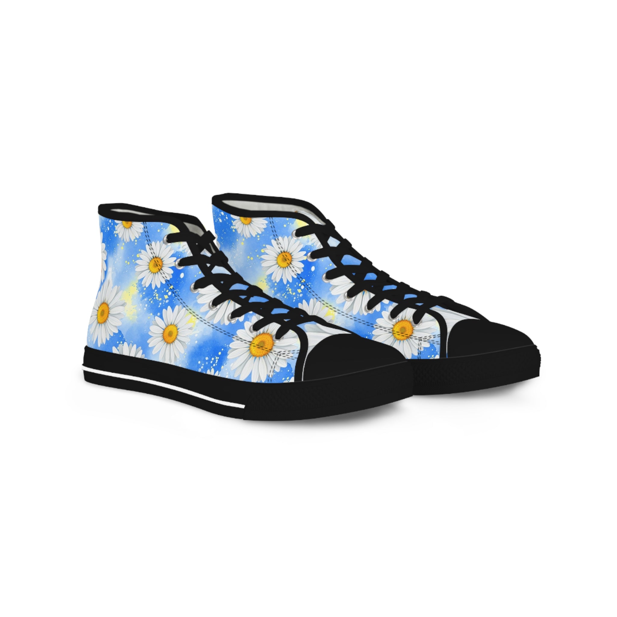 Daisies II Men's High Top Sneakers, Artsulli - Art is Long, Life is Short, Shoes, Size, US 5, Color, Black sole, , , 16324013223605874458