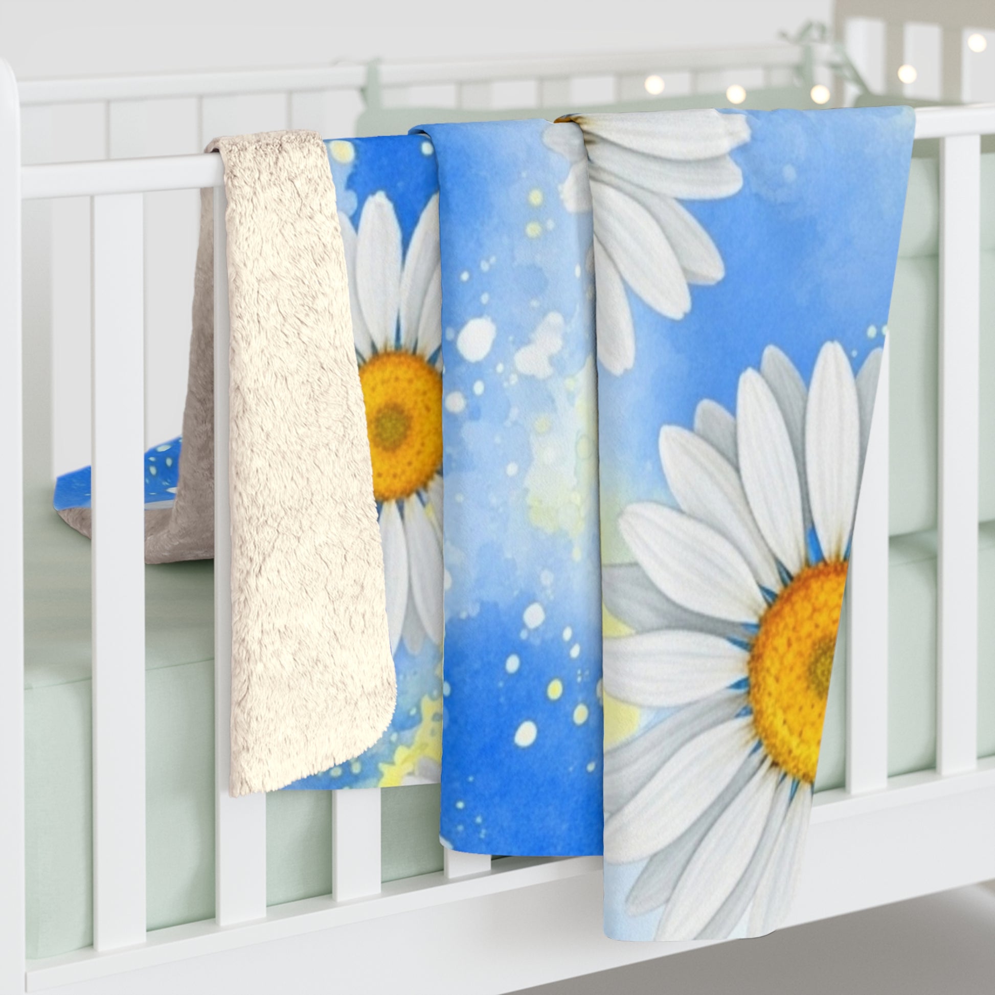 Daisies Sherpa Fleece Blanket, Artsulli - Art is Long, Life is Short, Home Decor, , , , , , , 