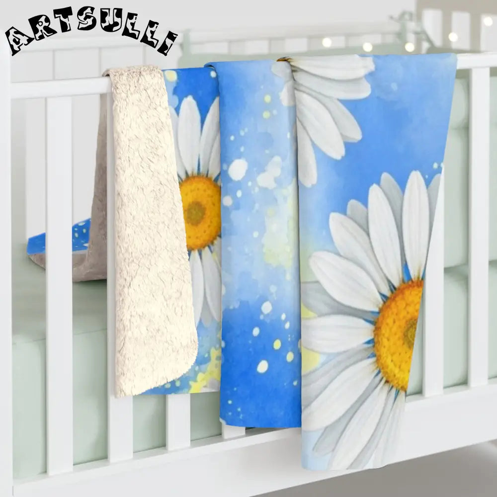 JAKKOUTTHEBXX Daisies Sherpa Fleece Blanket JAKKOUTTHEBXX Artsulli