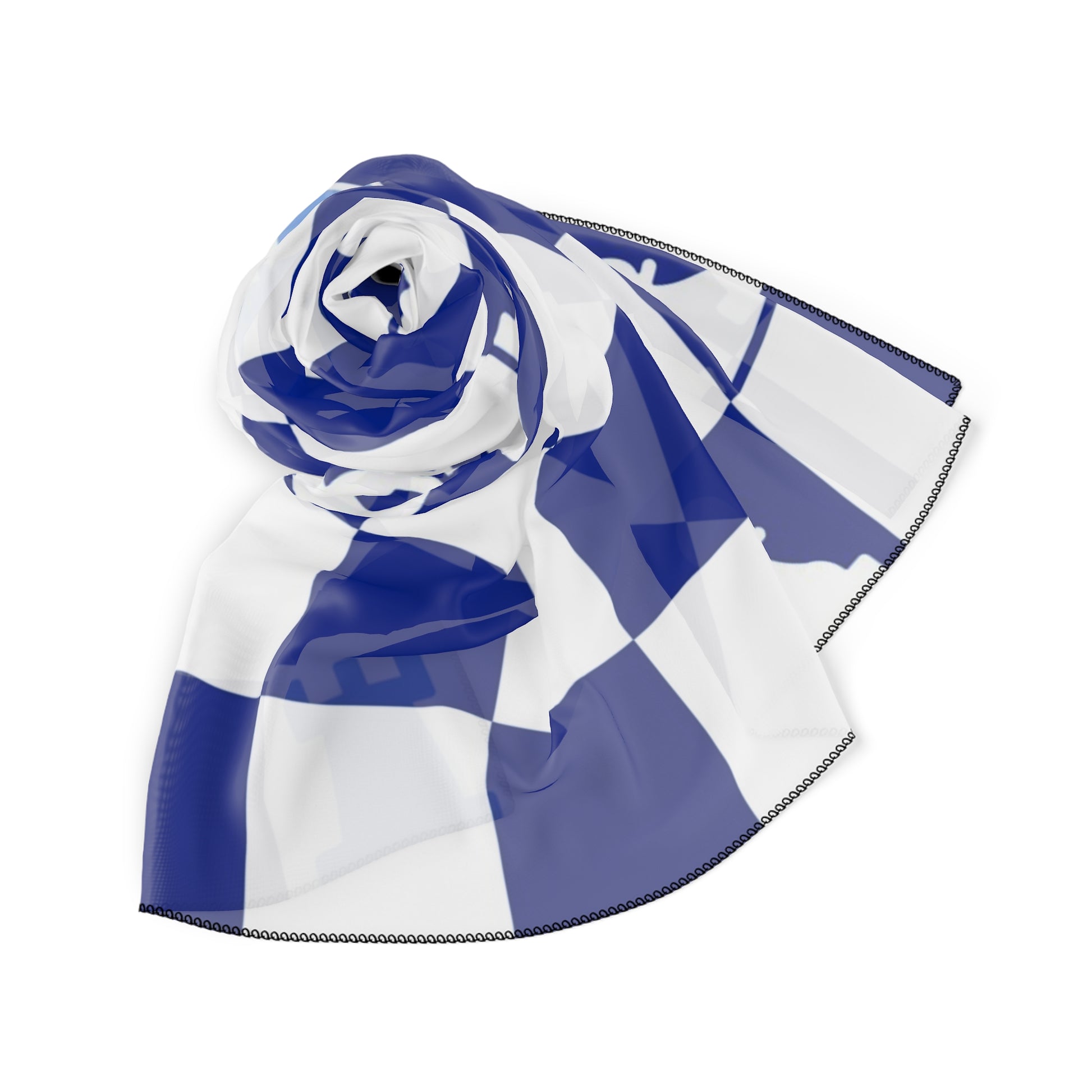 Chessboard Navy Blue Poly Scarf, Artsulli - Art is Long, Life is Short, Accessories, , , , , , , 