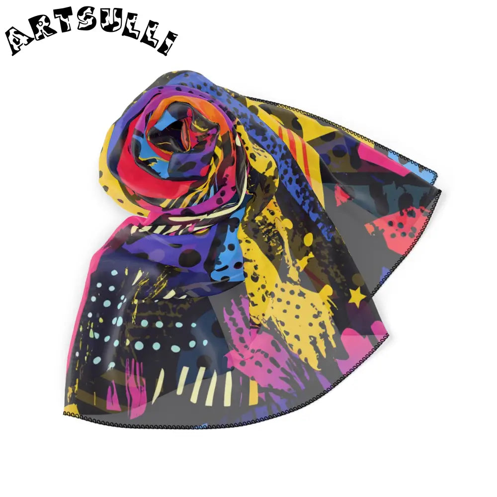 JAKKOUTTHEBXX Retro Riot 80s Graffiti Stars Poly Scarf JAKKOUTTHEBXX