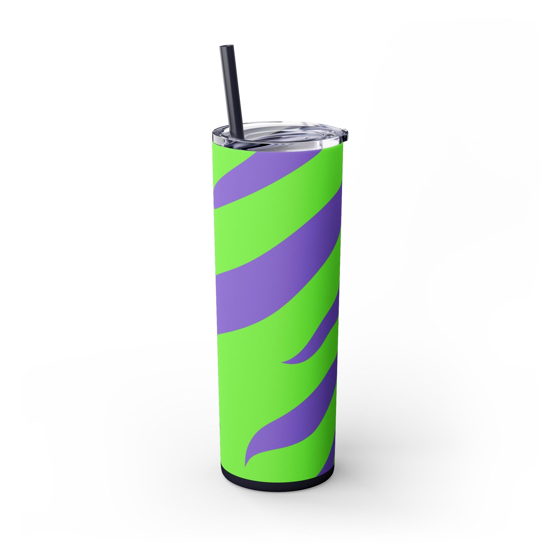 Tyrannosaurus Print Green and Purple Skinny Tumbler with Straw, 20oz, Artsulli - Art is Long, Life is Short, Mug, , , , , , , 