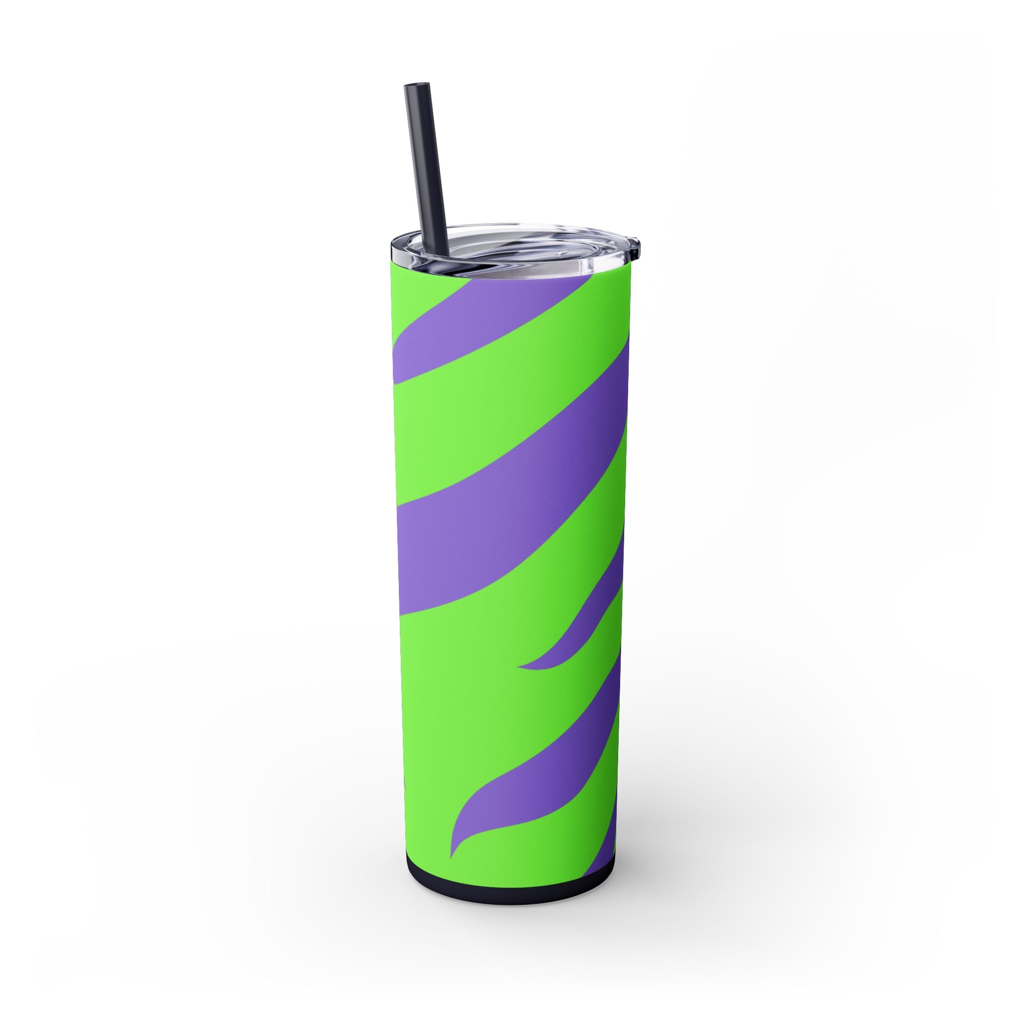 Tyrannosaurus Print Green and Purple Skinny Tumbler with Straw, 20oz, Artsulli - Art is Long, Life is Short, Mug, , , , , , , 