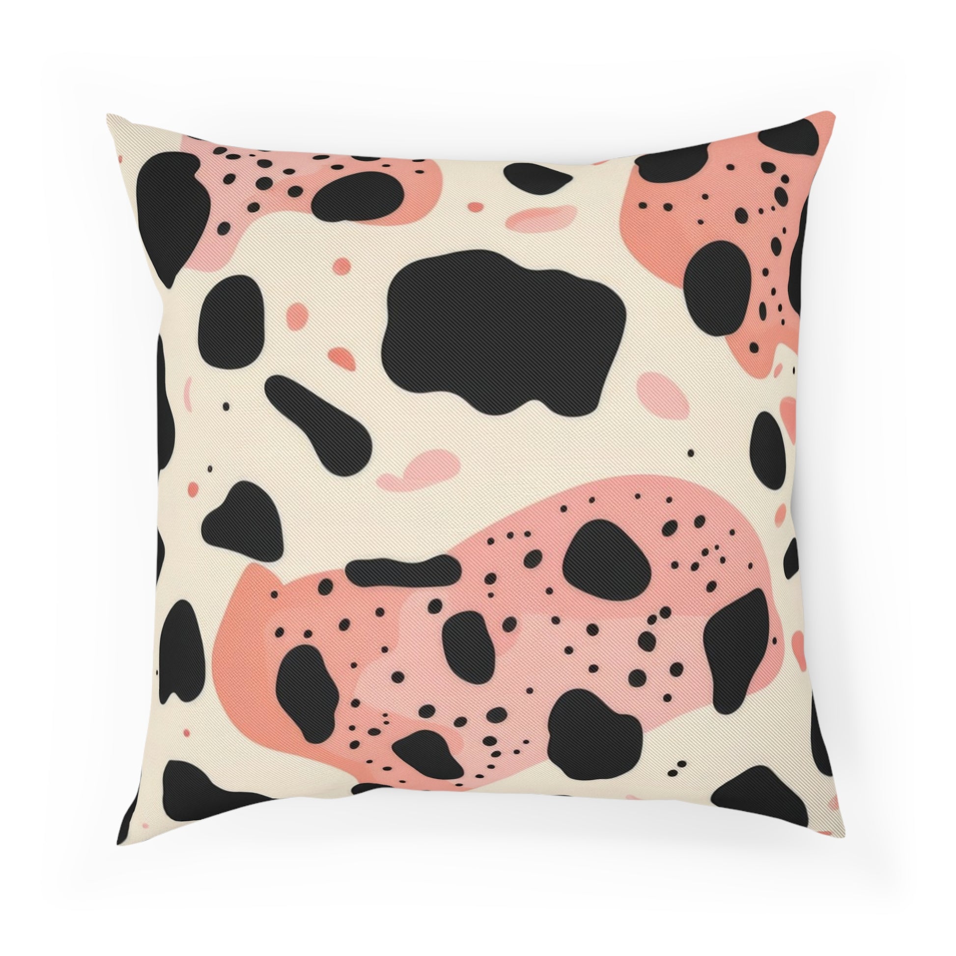 Organic Cow Print Cream and Pink Organic Cow Print Cream and Pink Cushion, Artsulli - Art is Long, Life is Short, Home Decor, Size, 18.1" × 18.1", , , , , 85728948526511