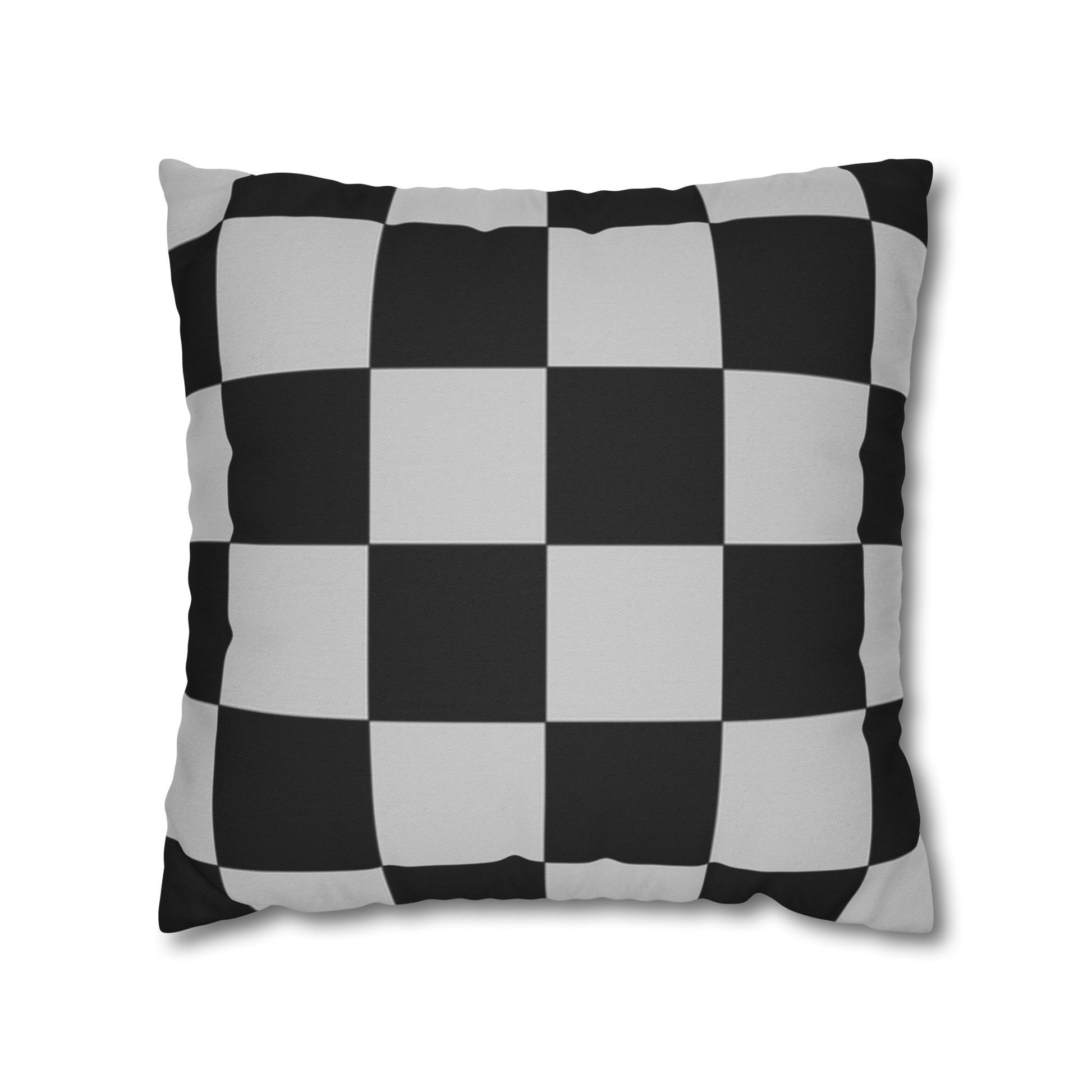 Checkerboard Dada Black and Light Gray Spun Polyester Square Pillowcase, Artsulli - Art is Long, Life is Short, Home Decor, Size, 18" × 18", , , , , 27856009213844443162