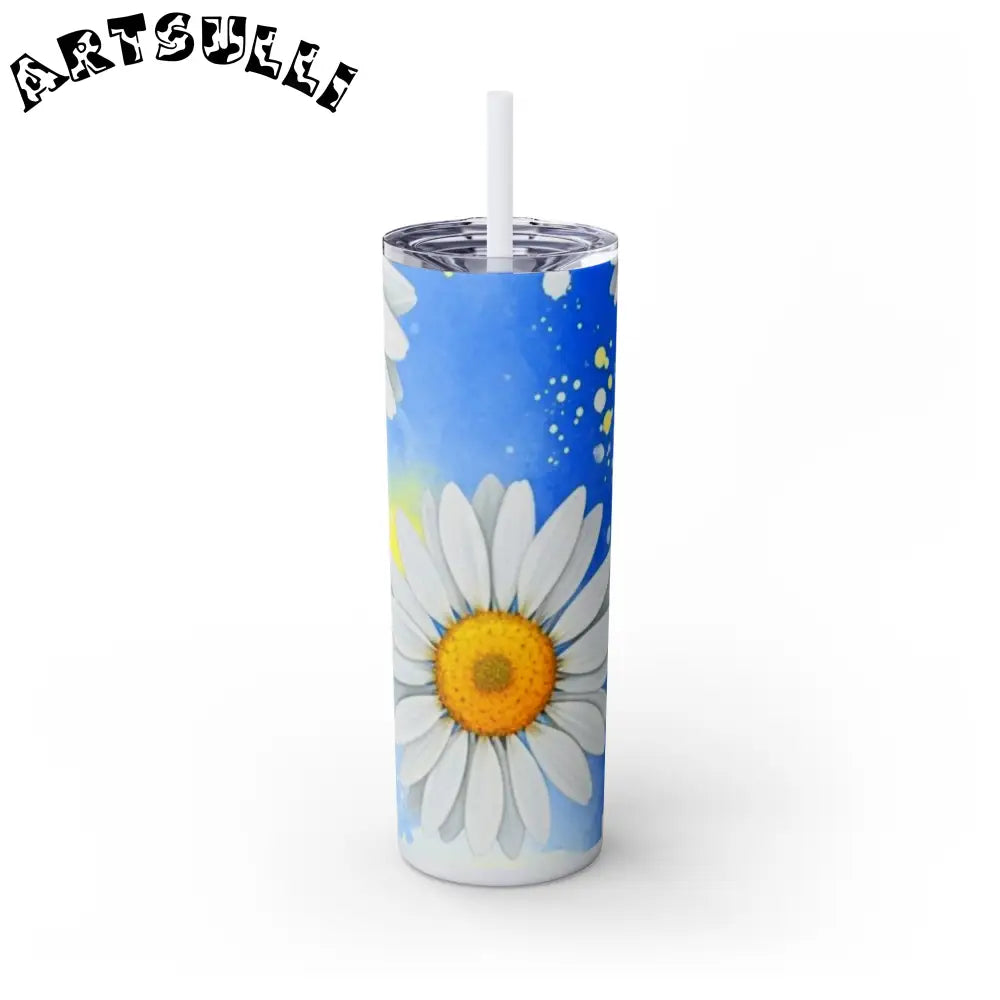 JAKKOUTTHEBXX Daisies Skinny Tumbler with Straw 20oz JAKKOUTTHEBXX