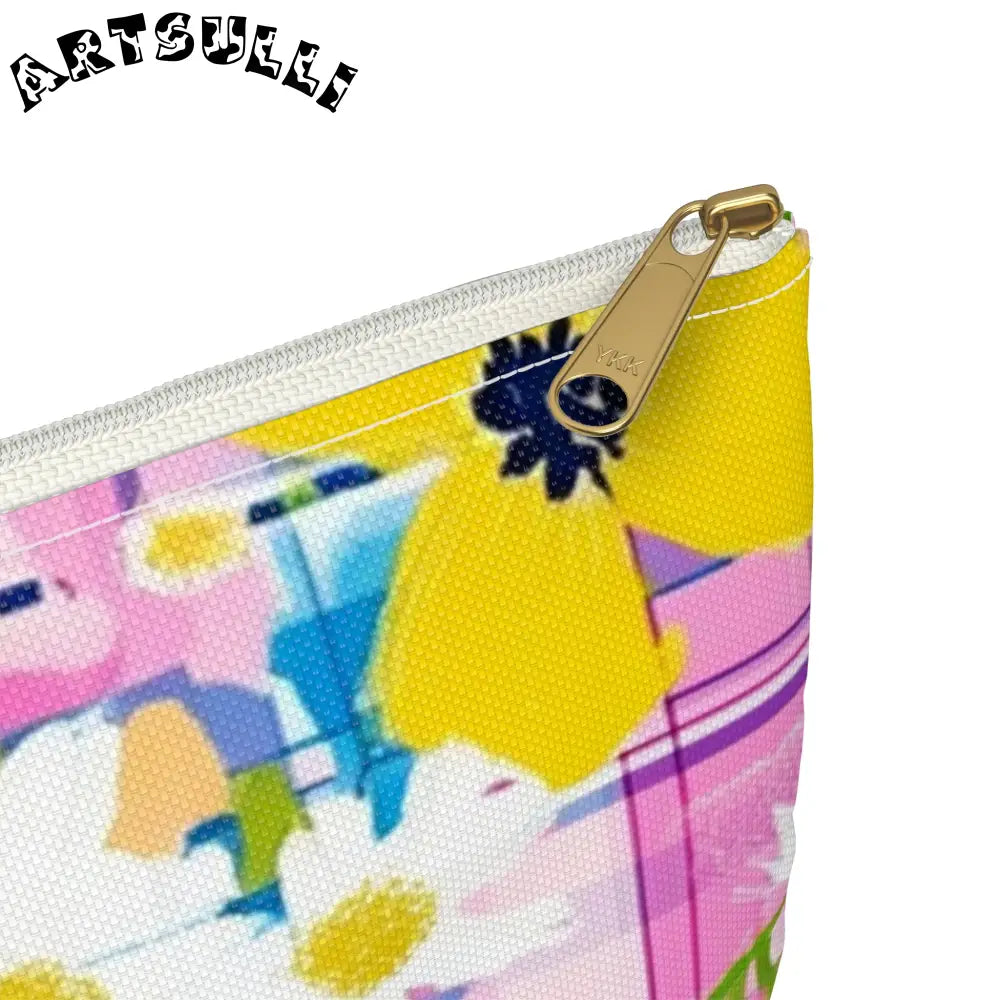 JAKKOUTTHEBXX Plaid Garden Pink and Purple Accessory Pouch