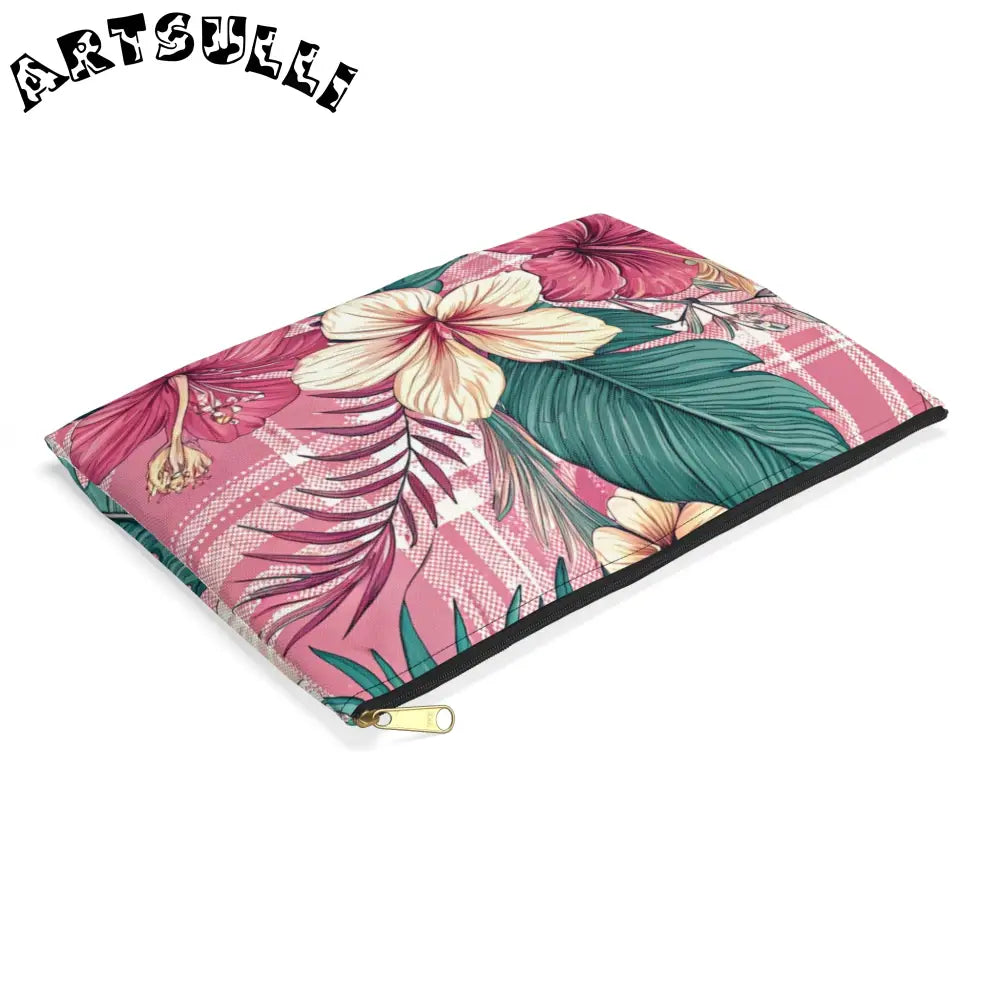 JAKKOUTTHEBXX Plaid x Floral Burgundy and Green Accessory Pouch