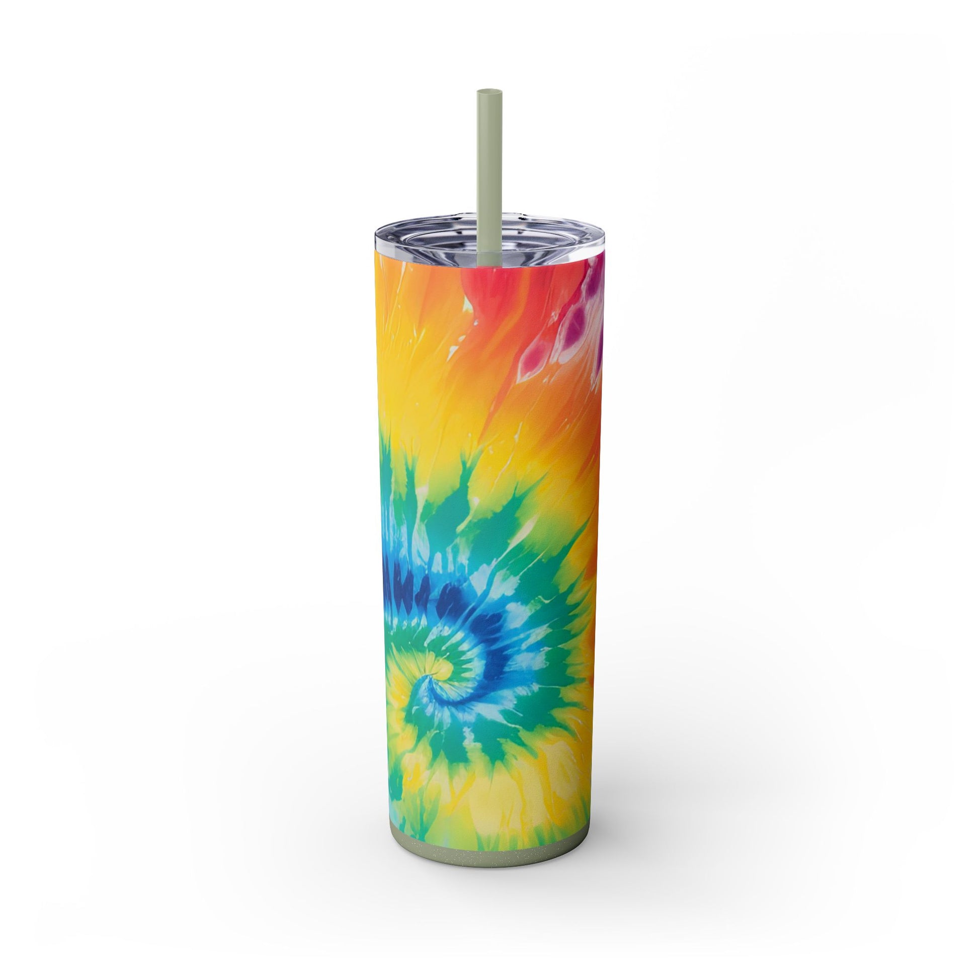 Tie Dye Skinny Tumbler with Straw, 20oz, Artsulli - Art is Long, Life is Short, Mug, Finish, Glossy, Color, Glitter Seascape, Size, 20oz, 19470139781311028379