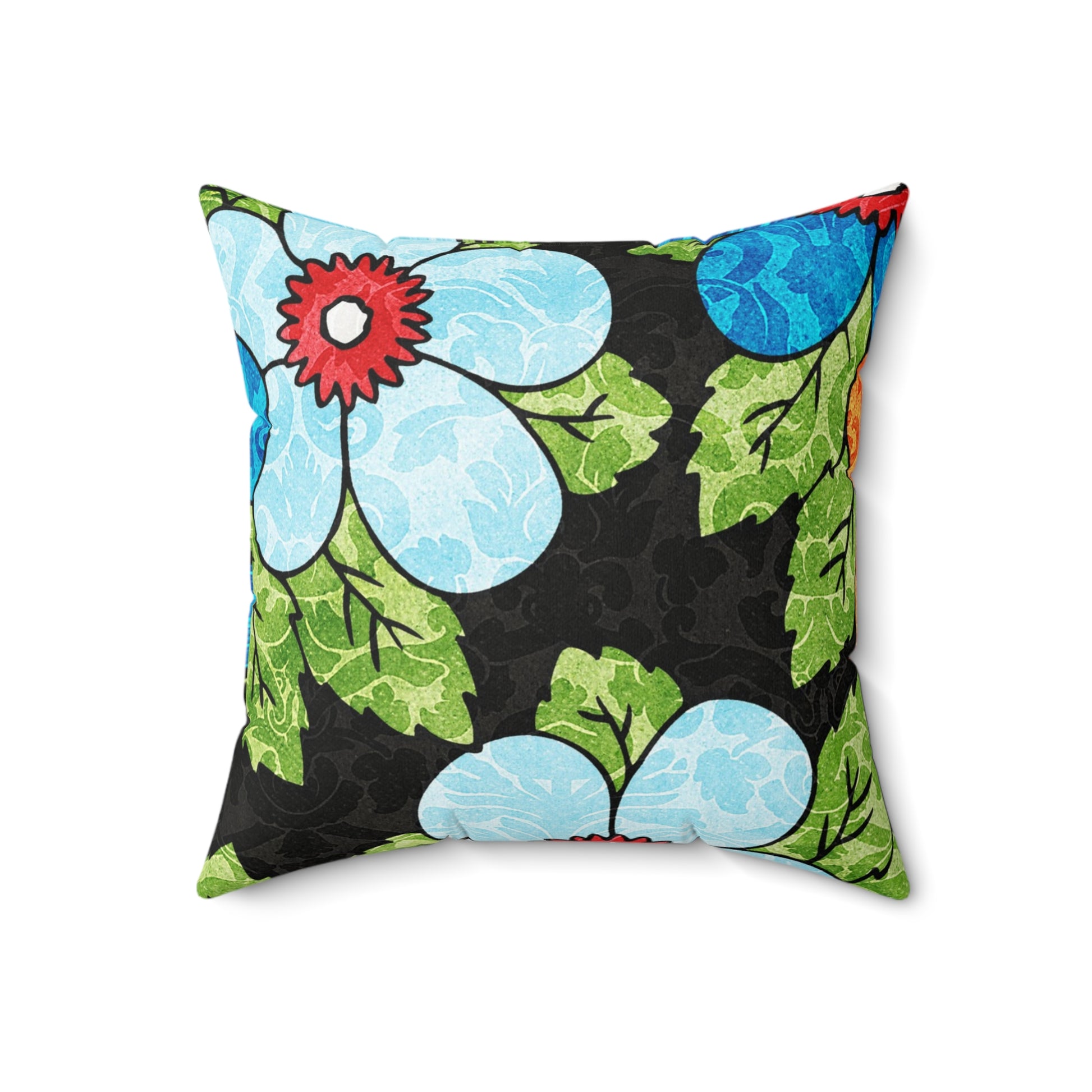 Groovy Black Floral Kl Spun Polyester Square Pillow, Artsulli - Art is Long, Life is Short, Home Decor, , , , , , , 