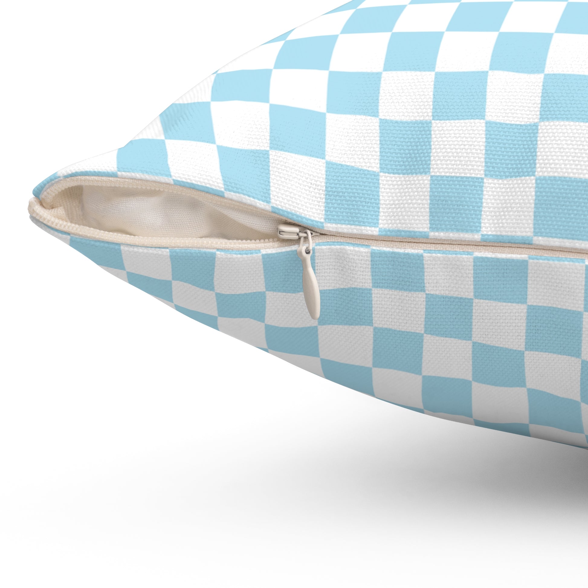 Checkerboard Sky Blue Spun Polyester Square Pillow, Artsulli - Art is Long, Life is Short, Home Decor, , , , , , , 