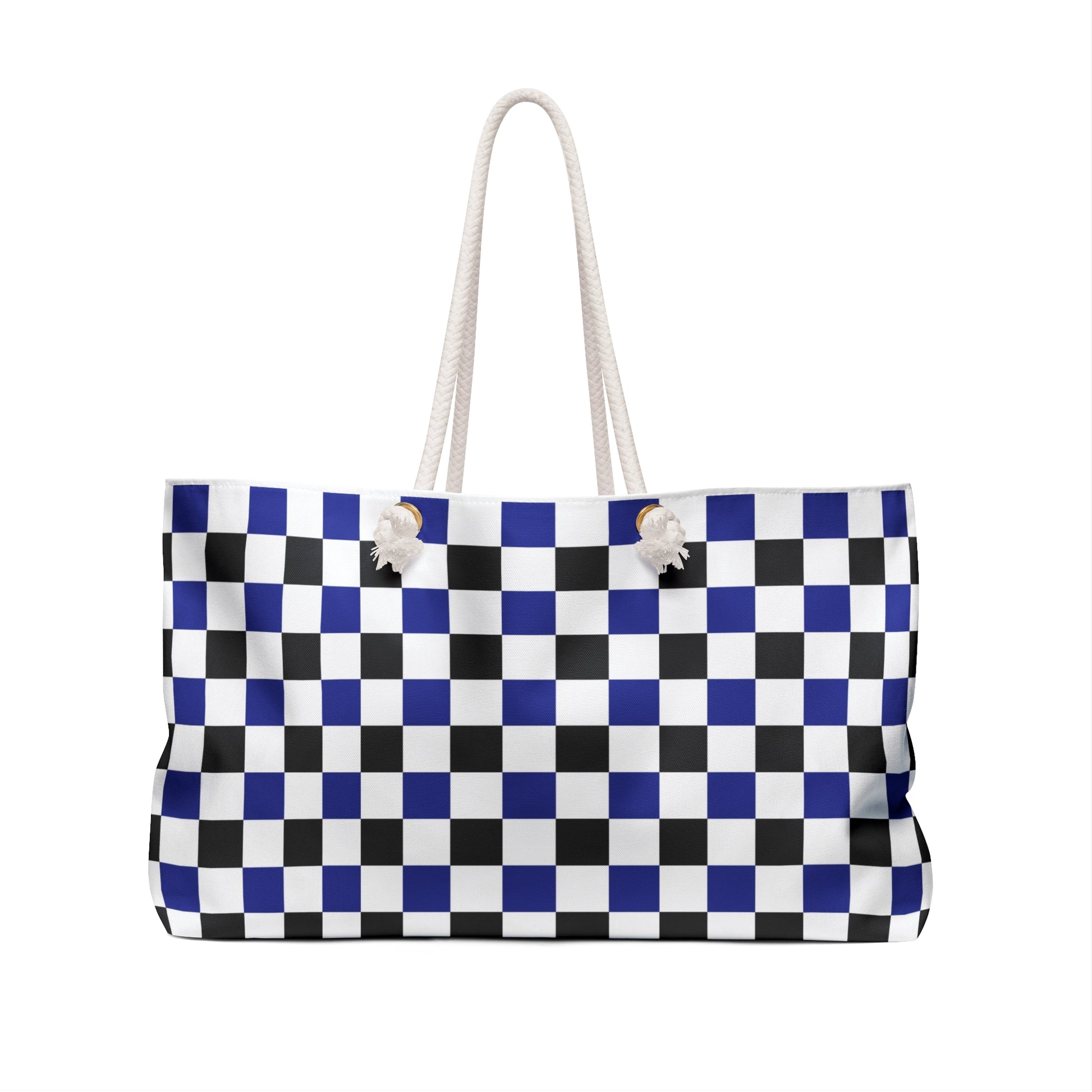 Checkerboard Blue White and Black Weekender Bag, Artsulli - Art is Long, Life is Short, Bags, , , , , , , 