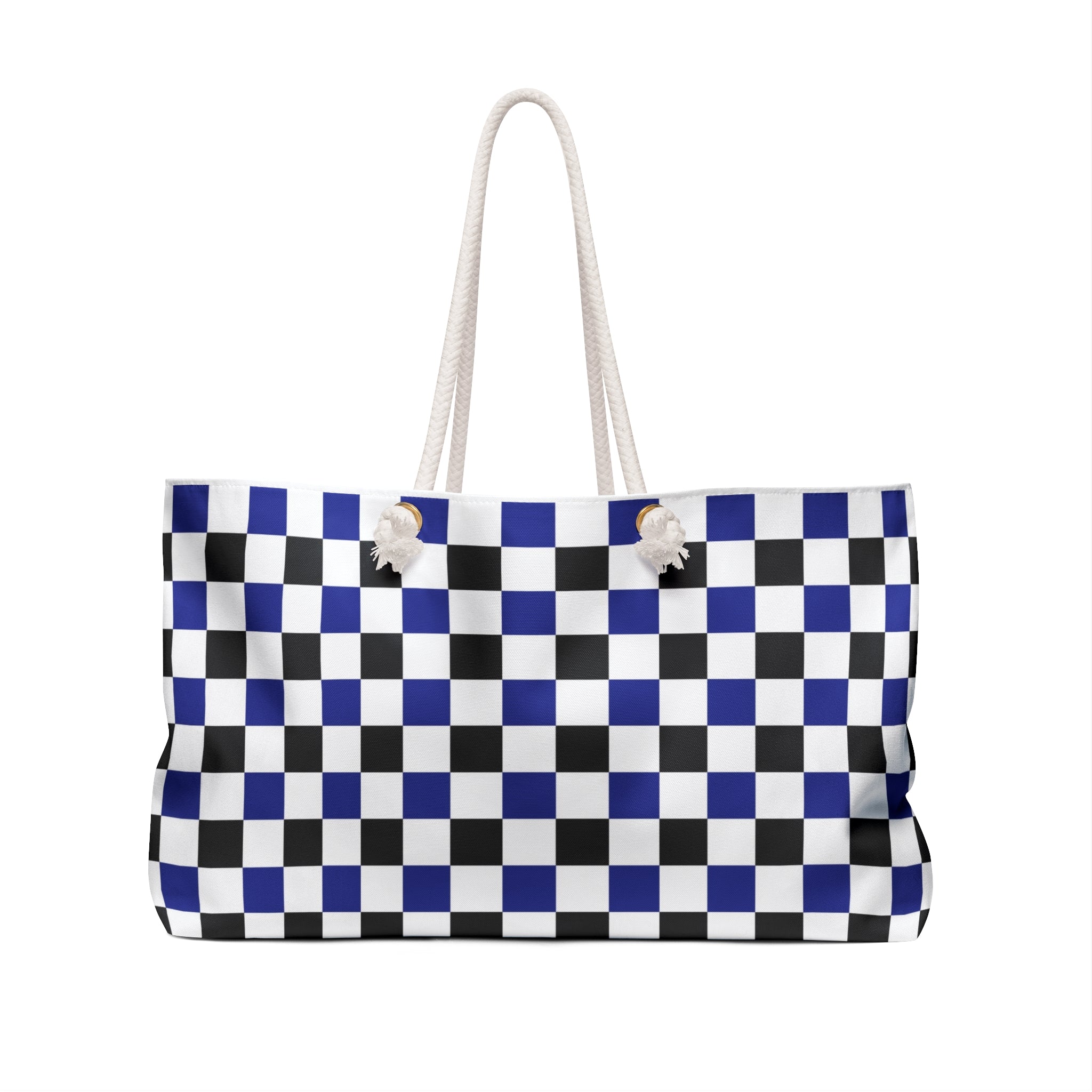 Checkerboard Blue White and Black Weekender Bag, Artsulli - Art is Long, Life is Short, Bags, , , , , , , 