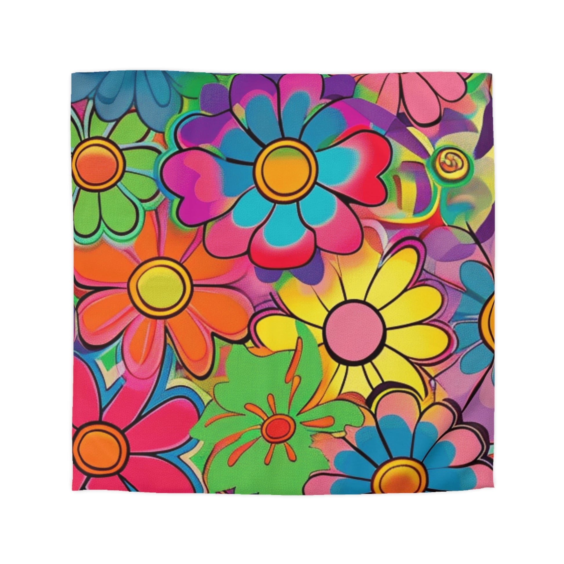 Chromatic Daisy Dream Microfiber Duvet Cover, Artsulli - Art is Long, Life is Short, Home Decor, Size, Queen, Color, White, , , 32145902370776378939