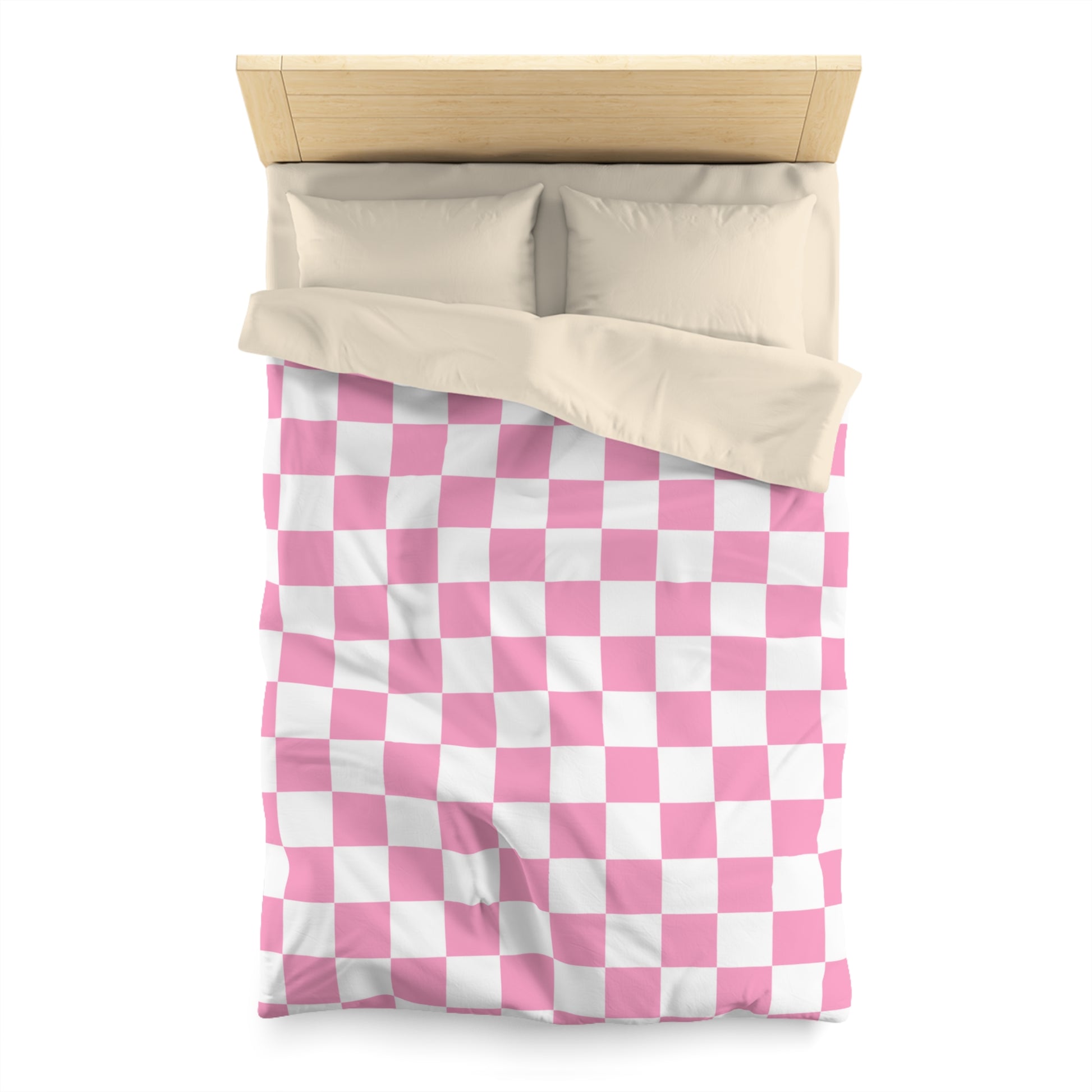 Checkerboard Hot Pink and White Microfiber Duvet Cover, Artsulli - Art is Long, Life is Short, Home Decor, , , , , , , 