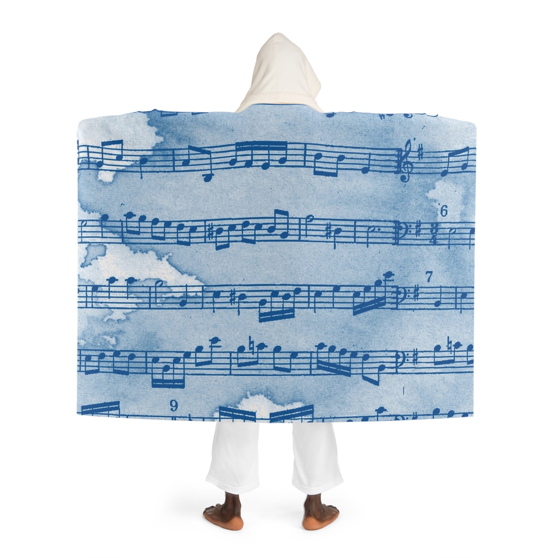 Drip Spill Type Beat Sheet Music Blue Hooded Sherpa Fleece Blanket, Artsulli - Art is Long, Life is Short, All Over Prints, , , , , , , 