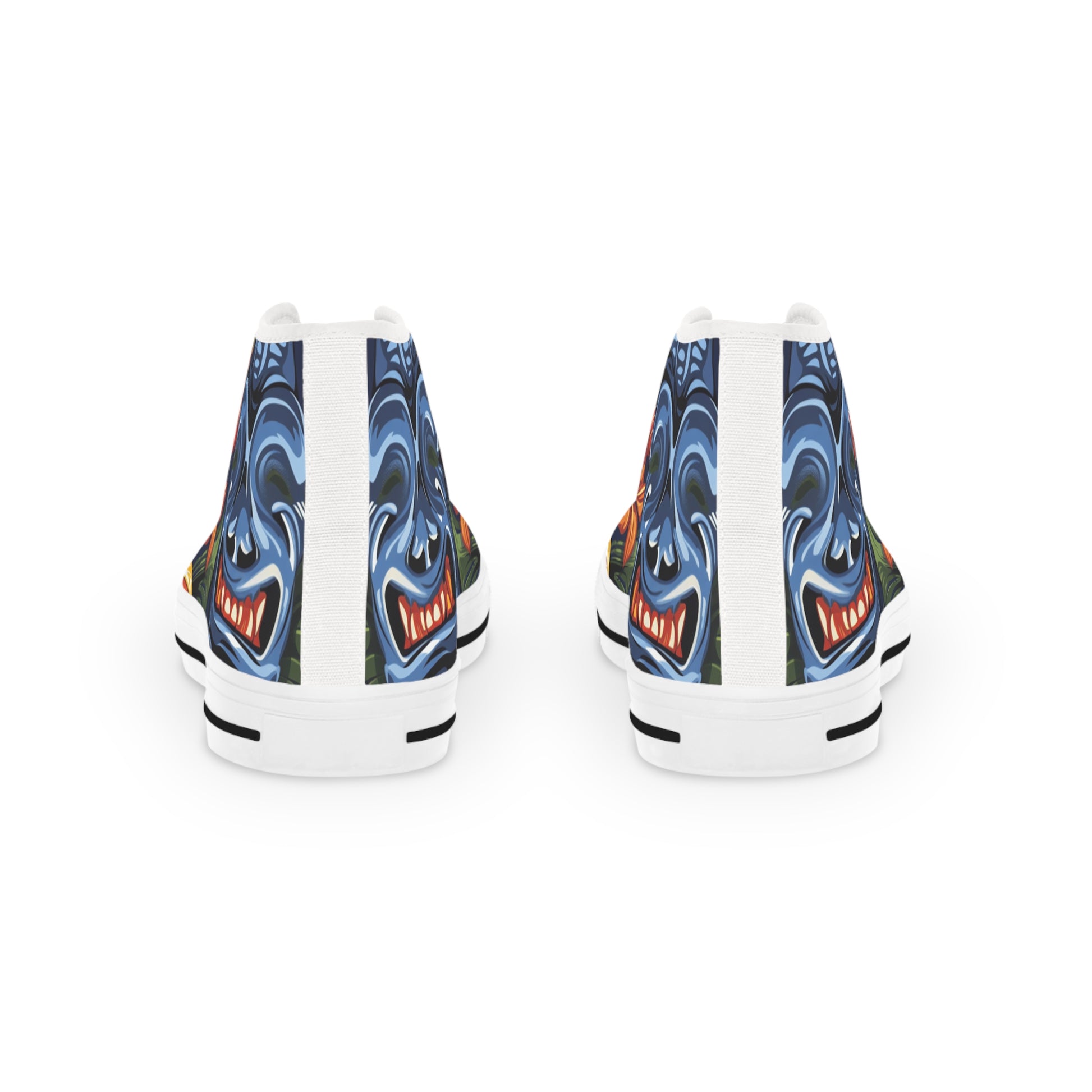 Tiki Bloom Navy Men's High Top Sneakers, Artsulli - Art is Long, Life is Short, Shoes, , , , , , , 