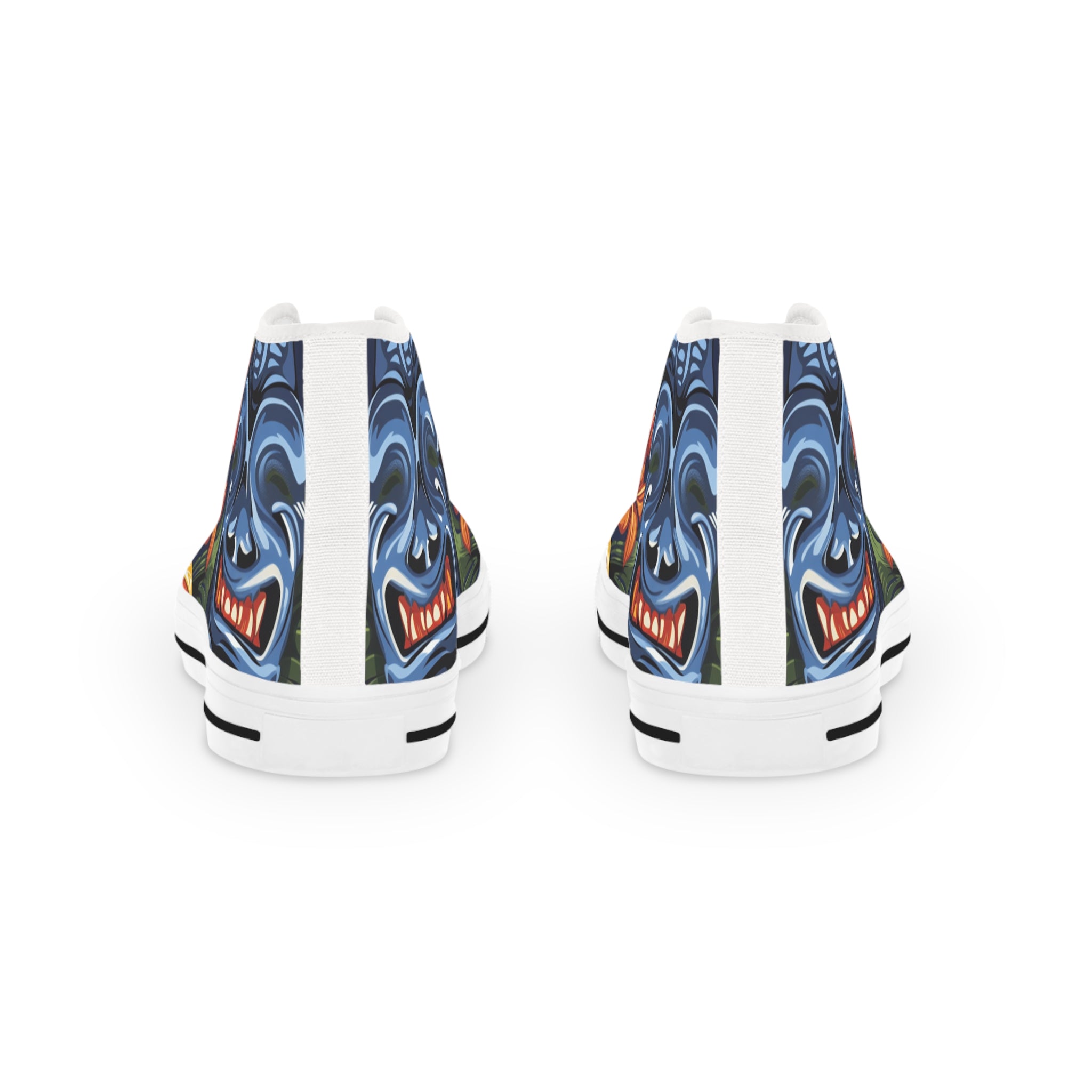 Tiki Bloom Navy Men's High Top Sneakers, Artsulli - Art is Long, Life is Short, Shoes, , , , , , , 