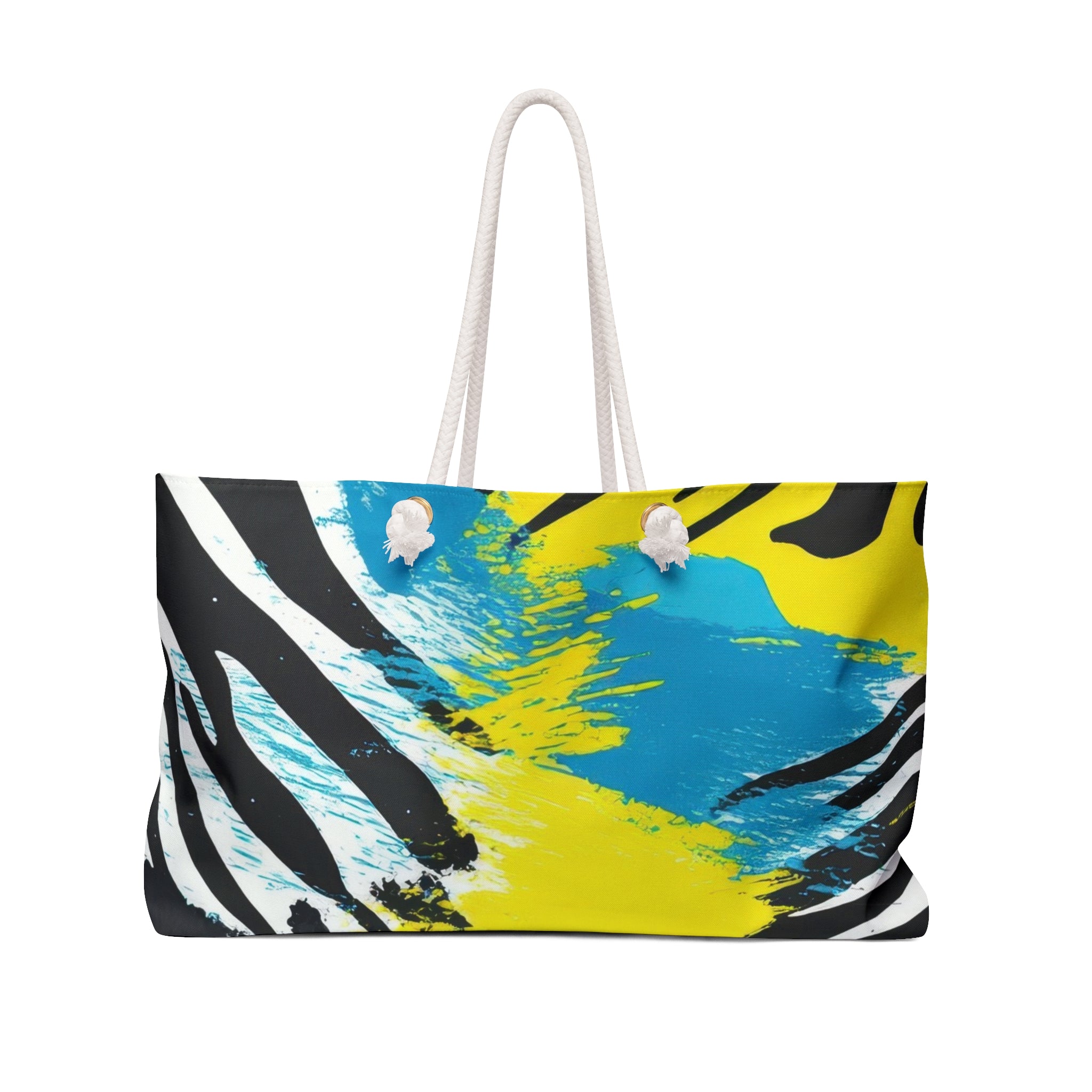 Zebra Stripes x Leapord Print x Paint Splatter Multi-Color Weekender Bag, Artsulli - Art is Long, Life is Short, Bags, Size, 24" × 13", , , , , 17938332348735