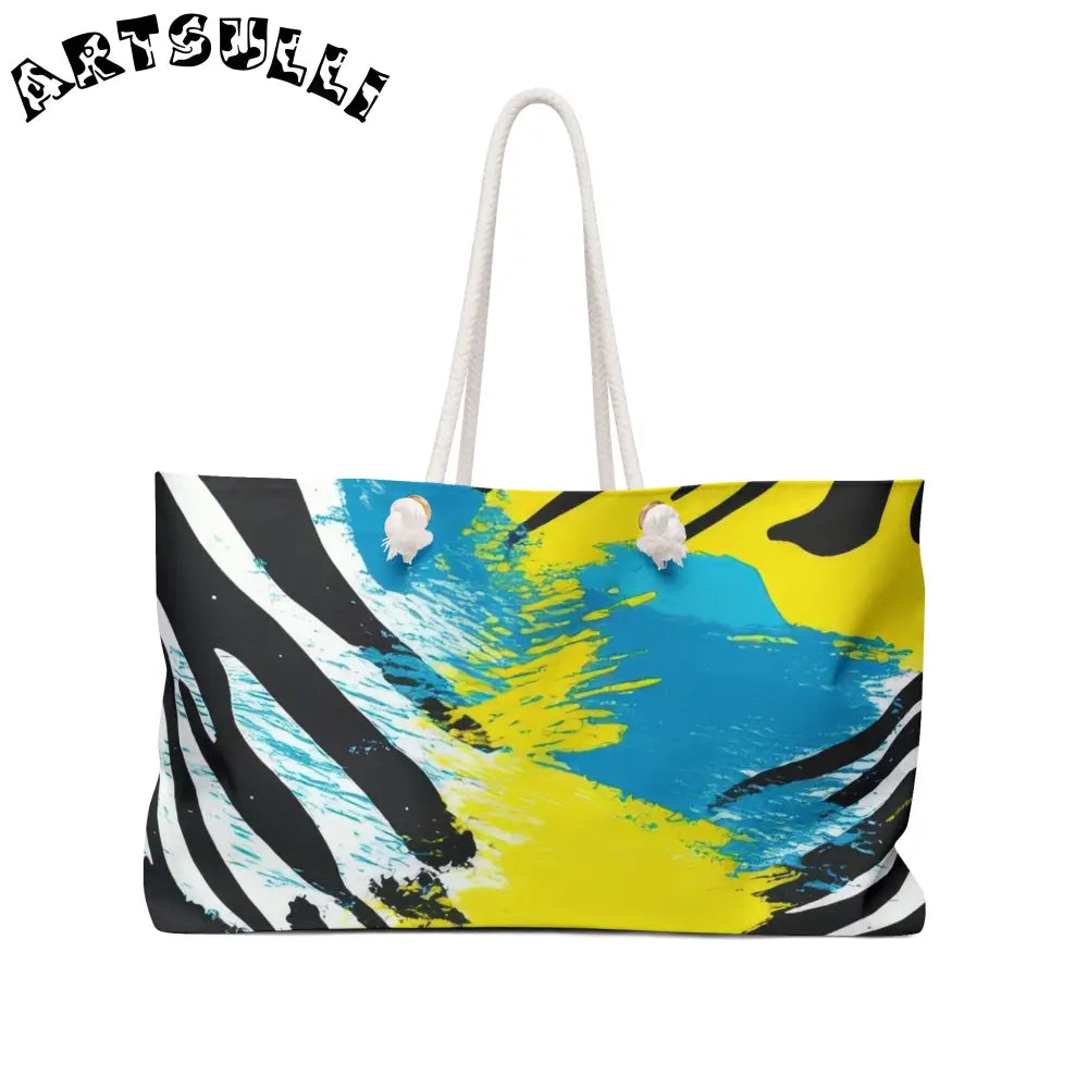 Zebra Stripes x Leapord Print x Paint Splatter Multi-Color Weekender Bag, Artsulli - Art is Long, Life is Short, Bags, Size, 24" × 13", , , , , 17938332348735