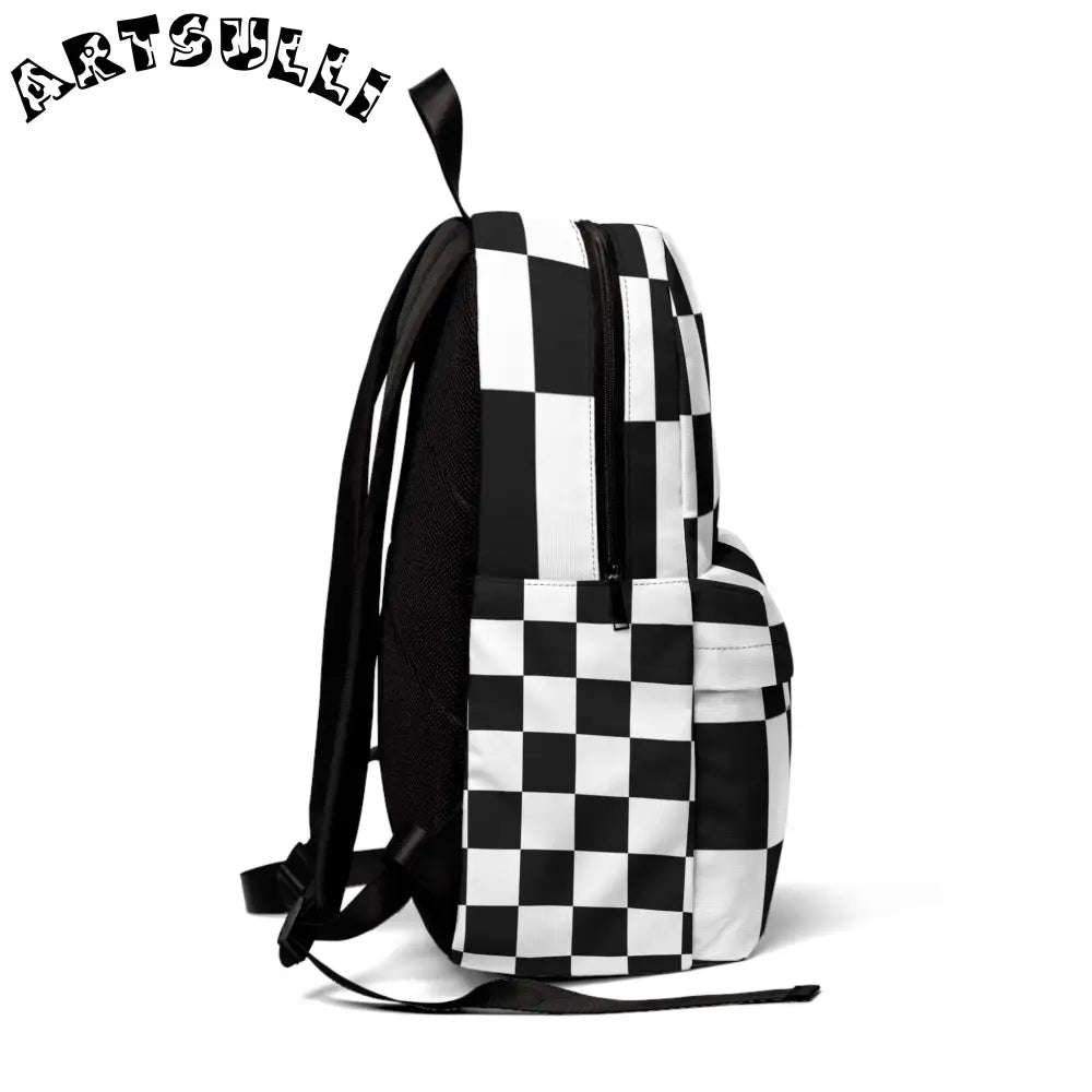 JAKKOUTTHEBXX Checkerboard Black and White Unisex Classic Backpack