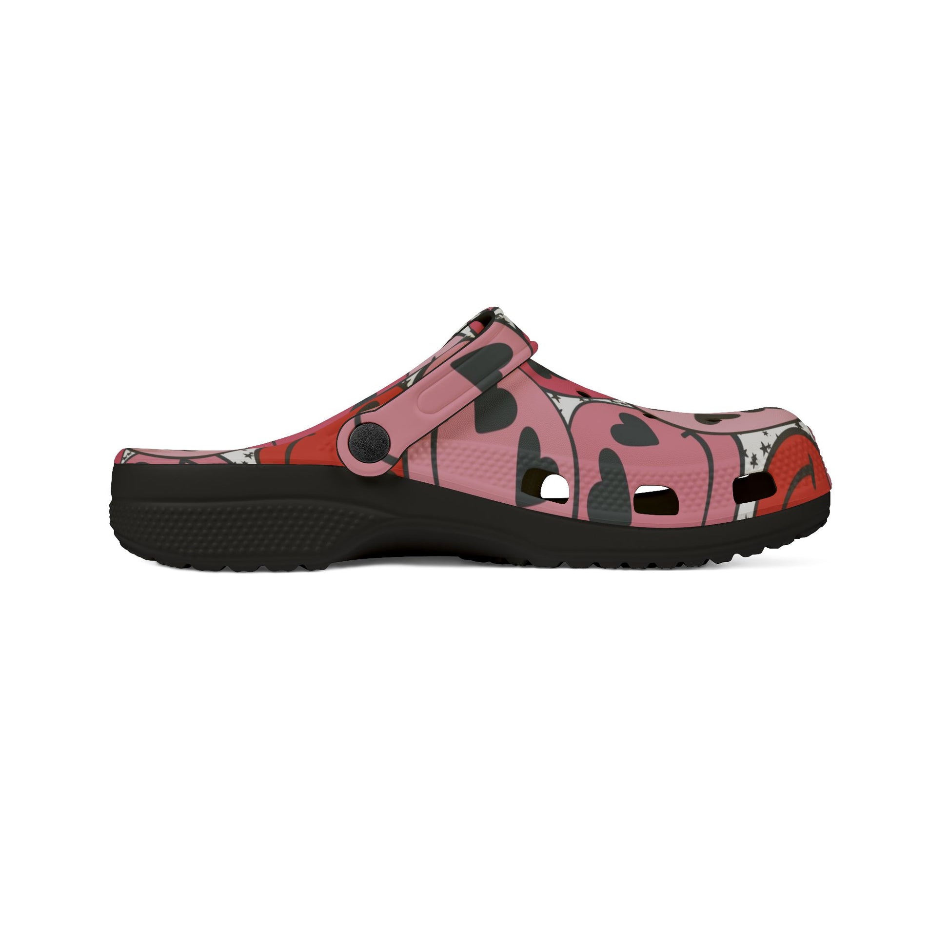Smiley Face x Heart Eyes Pink and Red EVA Foam Rubber Shoes (AOP), Artsulli - Art is Long, Life is Short, Shoes, , , , , , , 