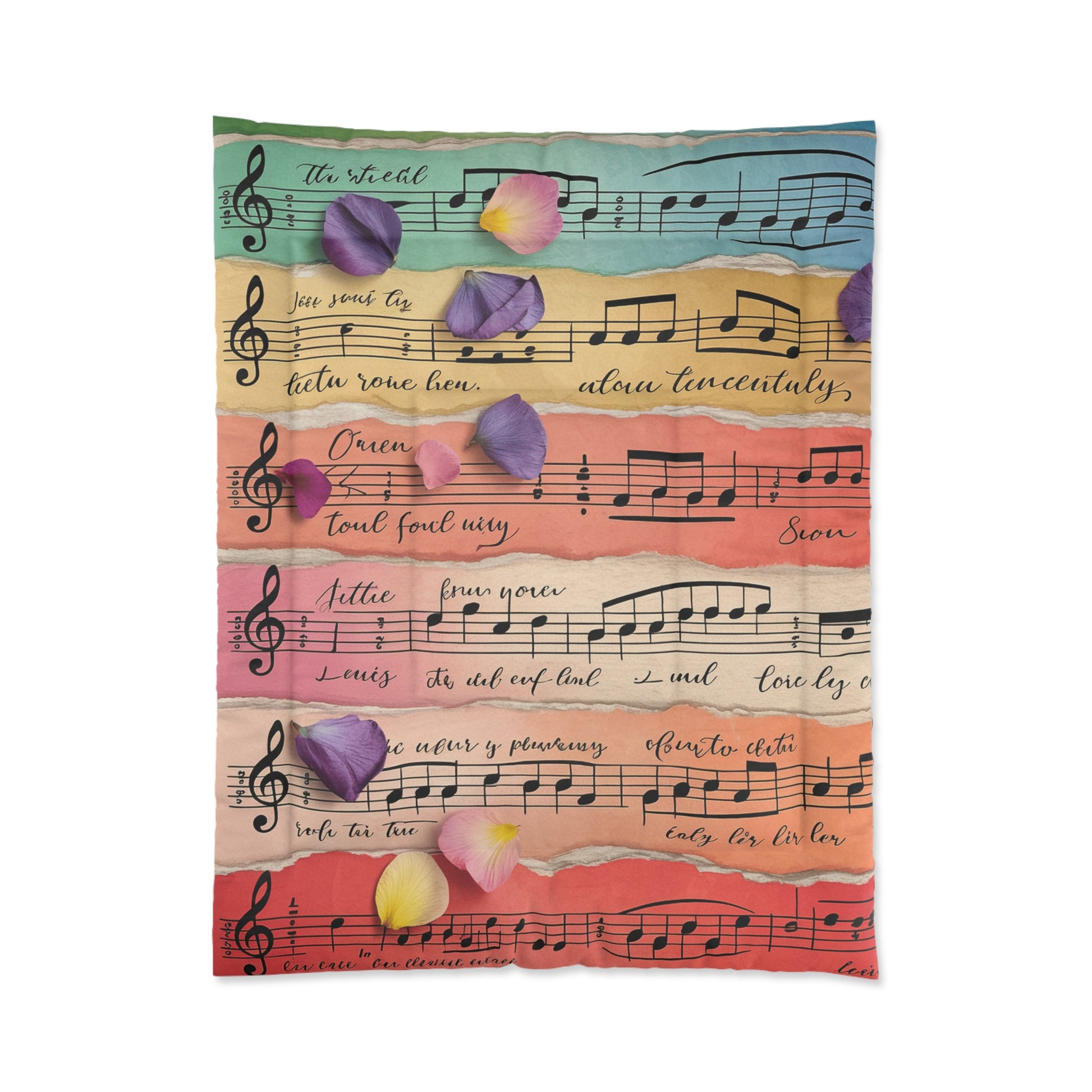 Torn Type Beat Sheet Music Multi-Color Comforter, Artsulli - Art is Long, Life is Short, Home Decor, Size, 68" × 88", , , , , 68706724466417461001