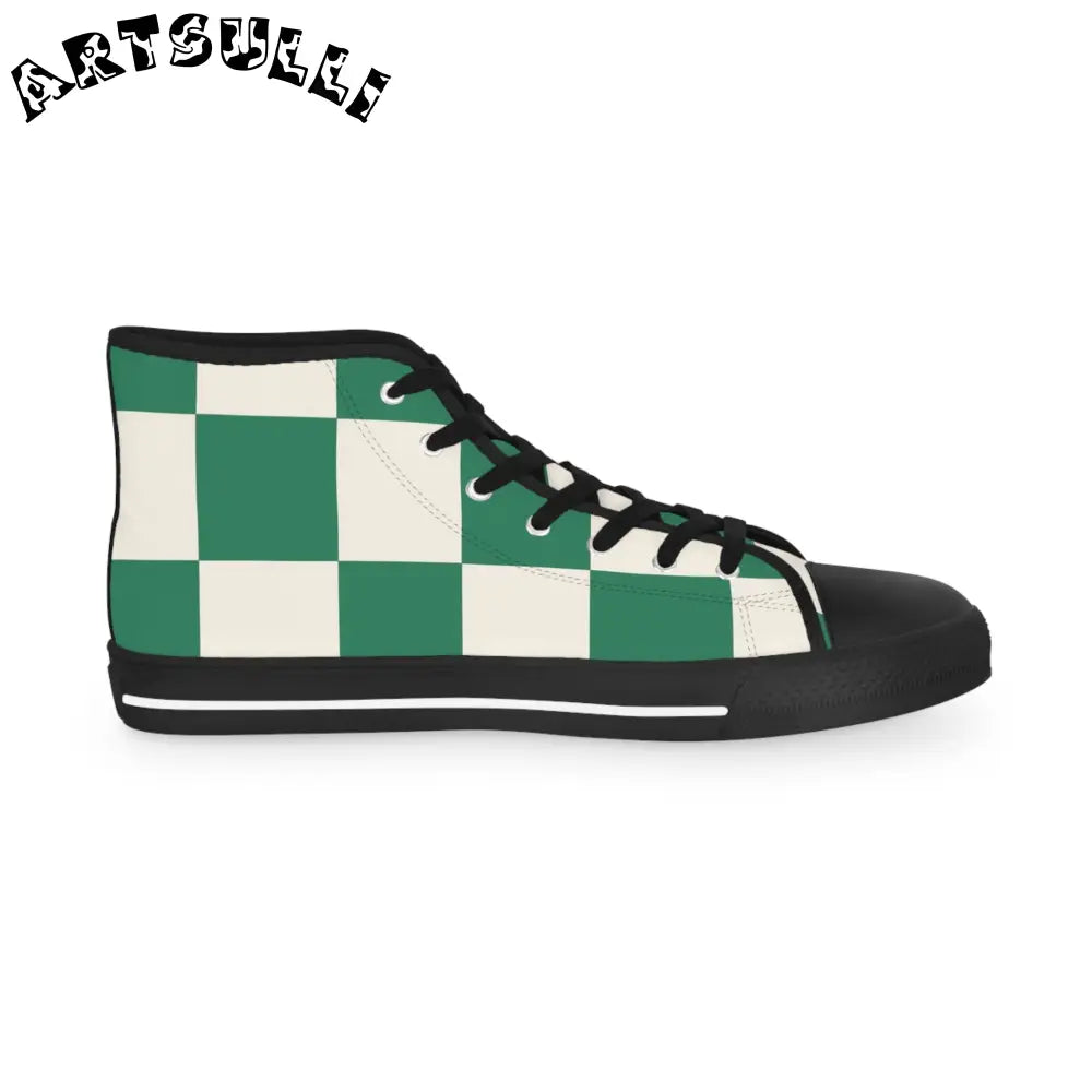 JAKKOUTTHEBXX Checkerboard Dark Green Men’s High Top Sneakers
