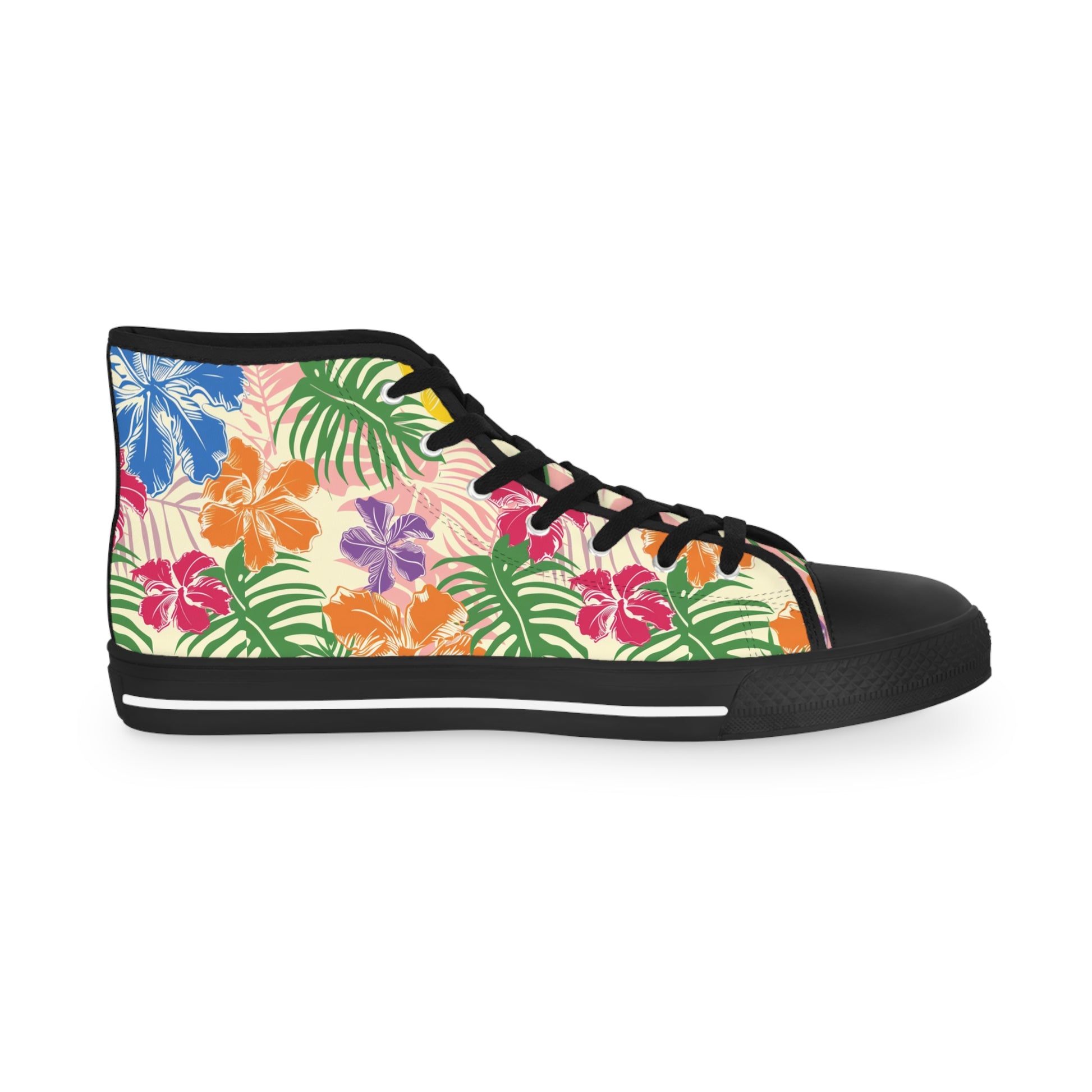 Blooming Tropical Flowers Men's High Top Sneakers, Artsulli - Art is Long, Life is Short, Shoes, , , , , , , 