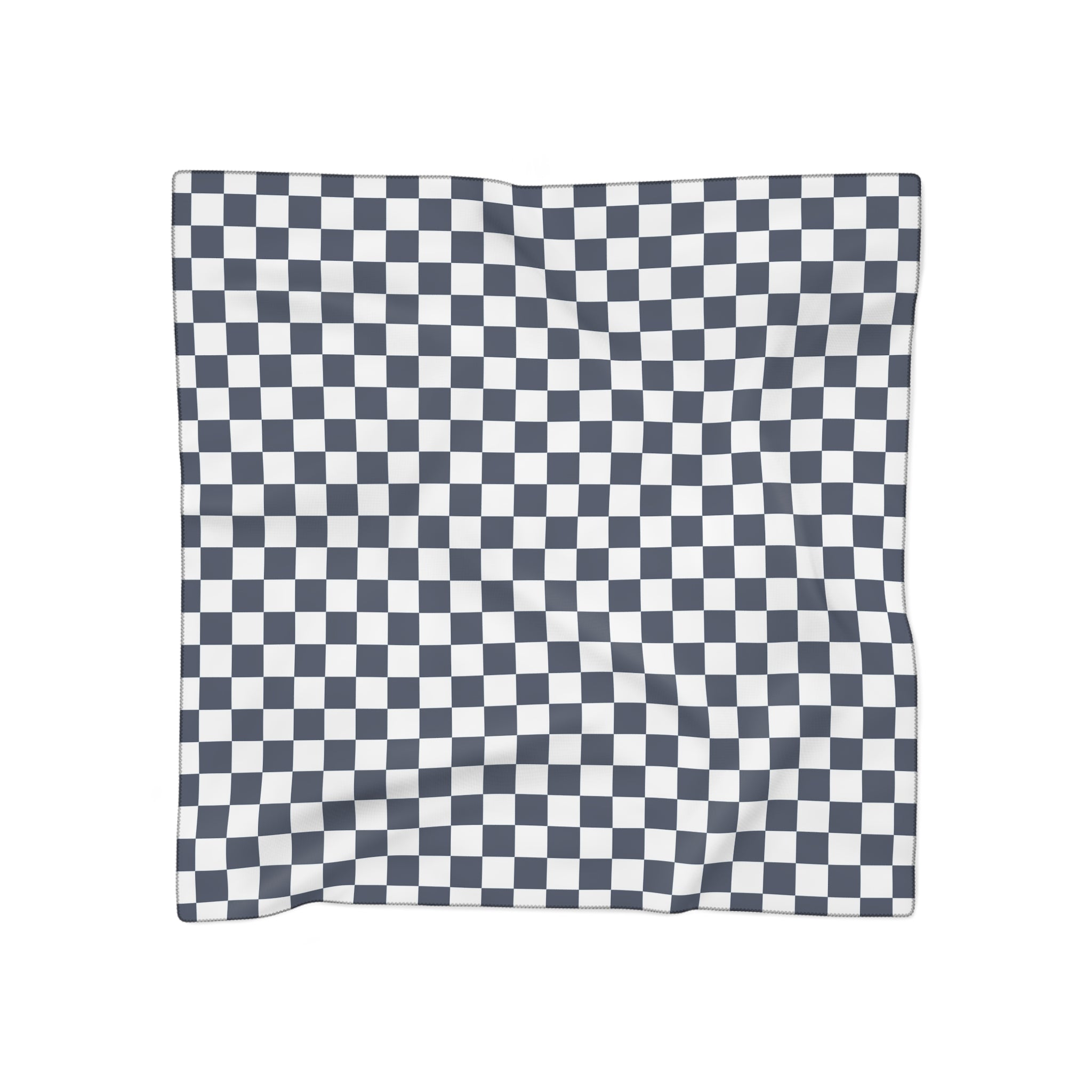 Checkerboard II White and Navy Blue Poly Scarf, Artsulli - Art is Long, Life is Short, Accessories, Color, Poly chiffon, Size, 25" × 25", , , 33384820735987822242