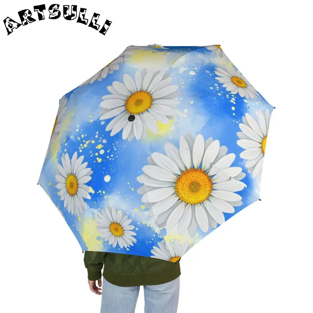 JAKKOUTTHEBXX Daisies Semi-Automatic Foldable Umbrella JAKKOUTTHEBXX