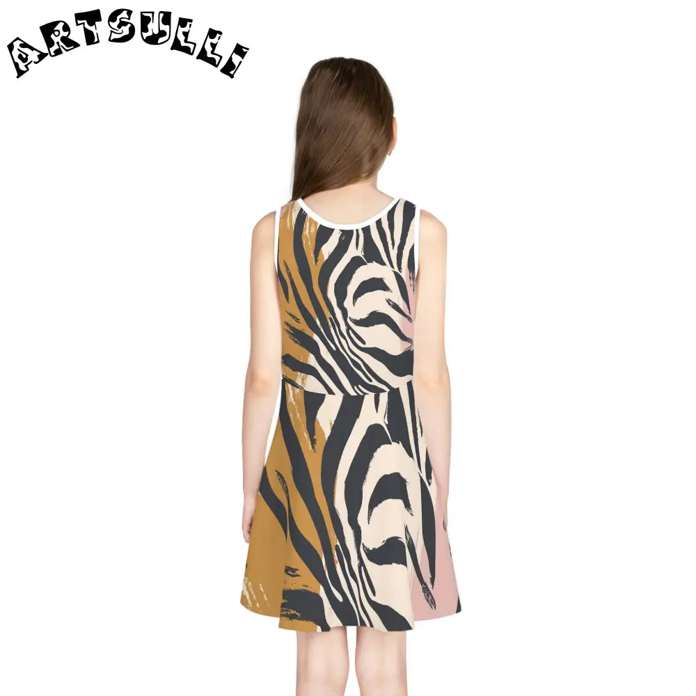 JAKKOUTTHEBXX Colorful Abstract Zebra Print Sleeveless Sundress
