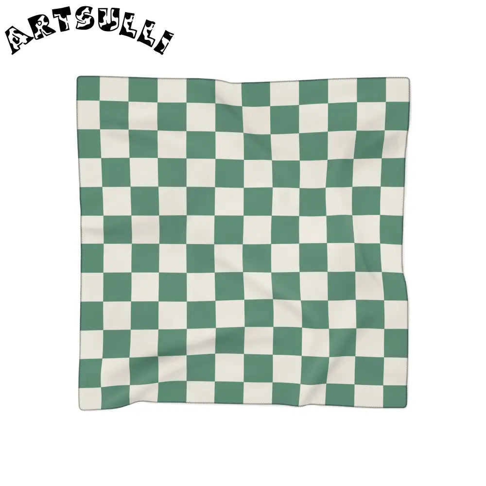 JAKKOUTTHEBXX Checkerboard II Dark Green Poly Scarf JAKKOUTTHEBXX