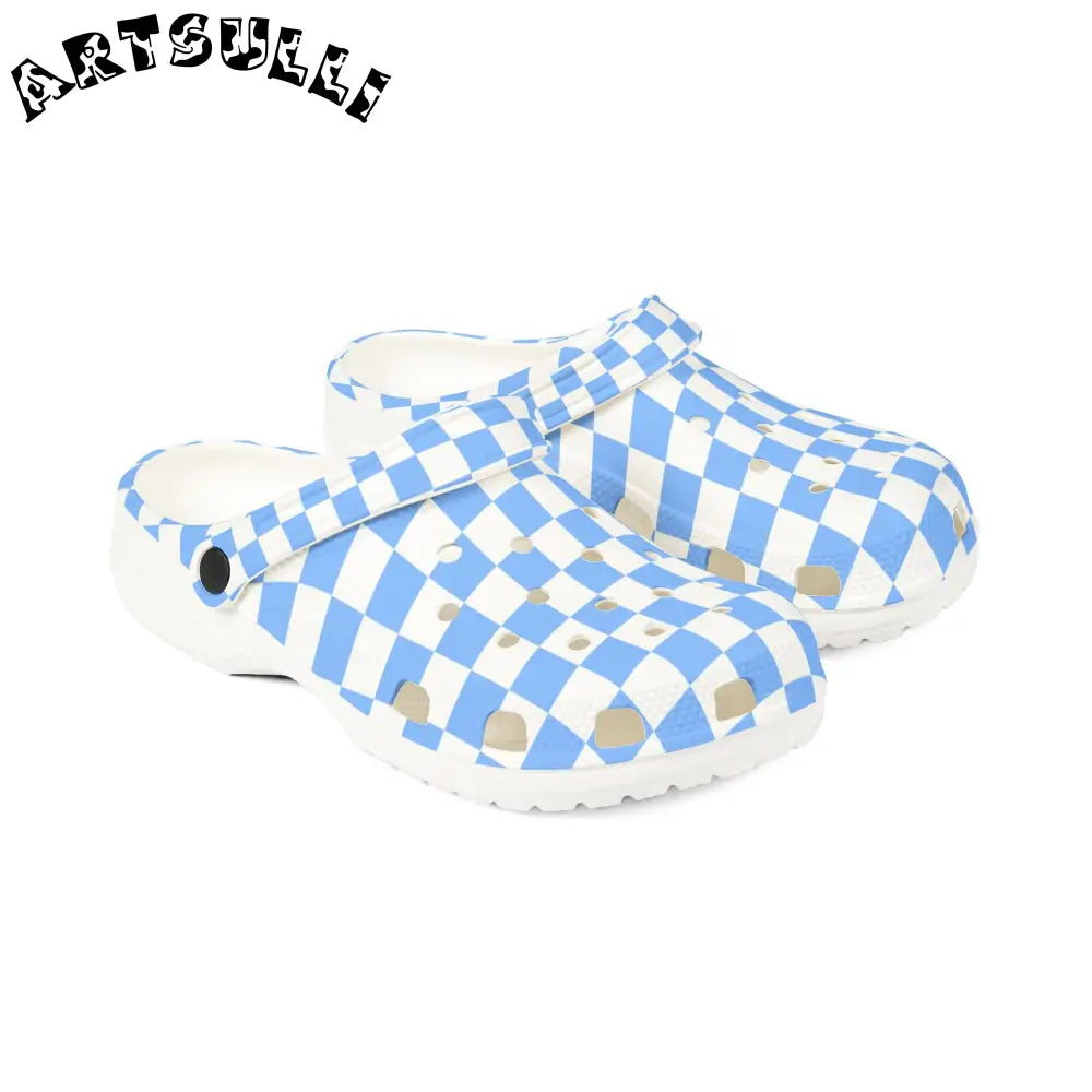 JAKKOUTTHEBXX Checkerboard White and Light Blue EVA Foam Rubber