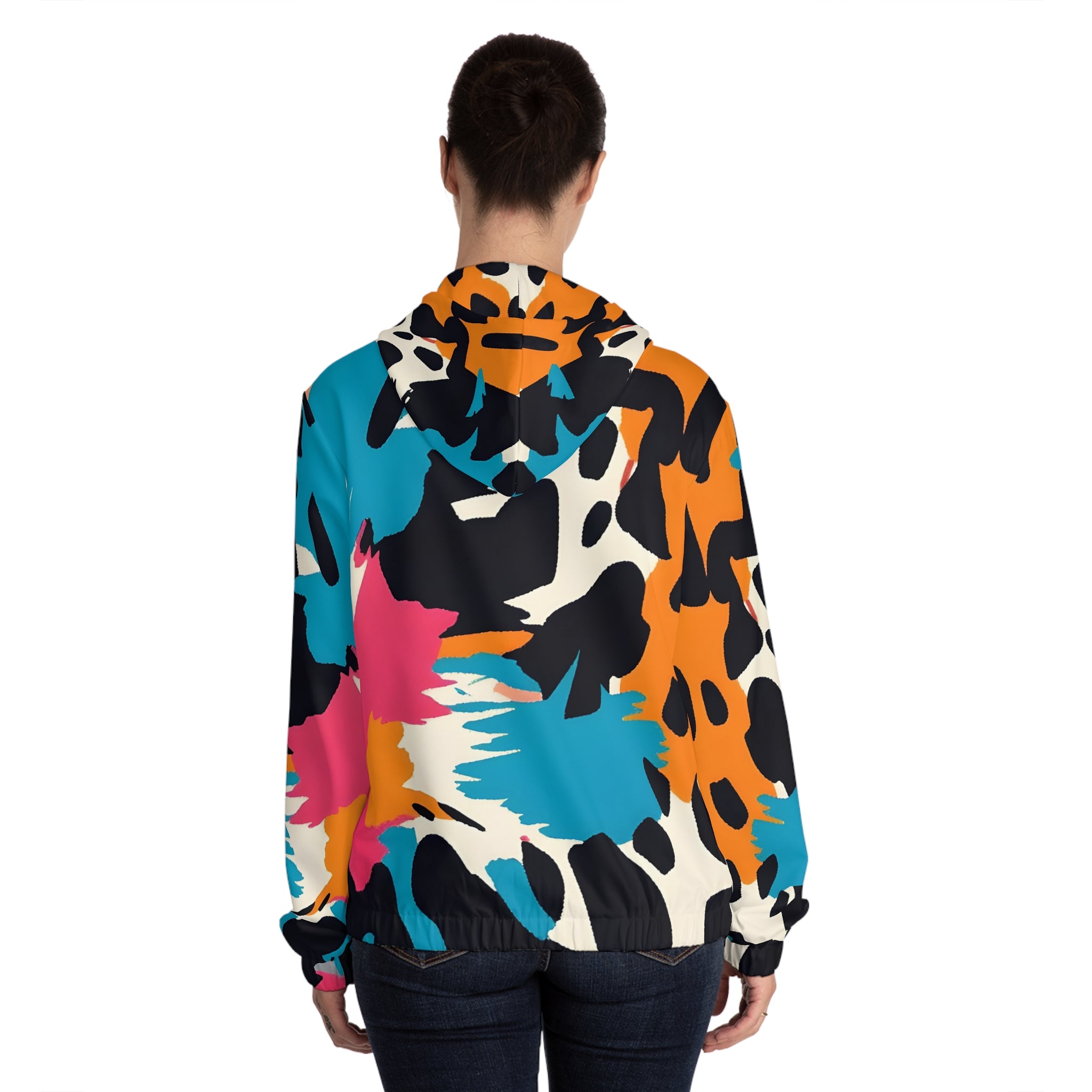 Wild Brush Strokes x Animal Print Multi-Color Women’s Full-Zip Hoodie (AOP), Artsulli - Art is Long, Life is Short, All Over Prints, , , , , , , 