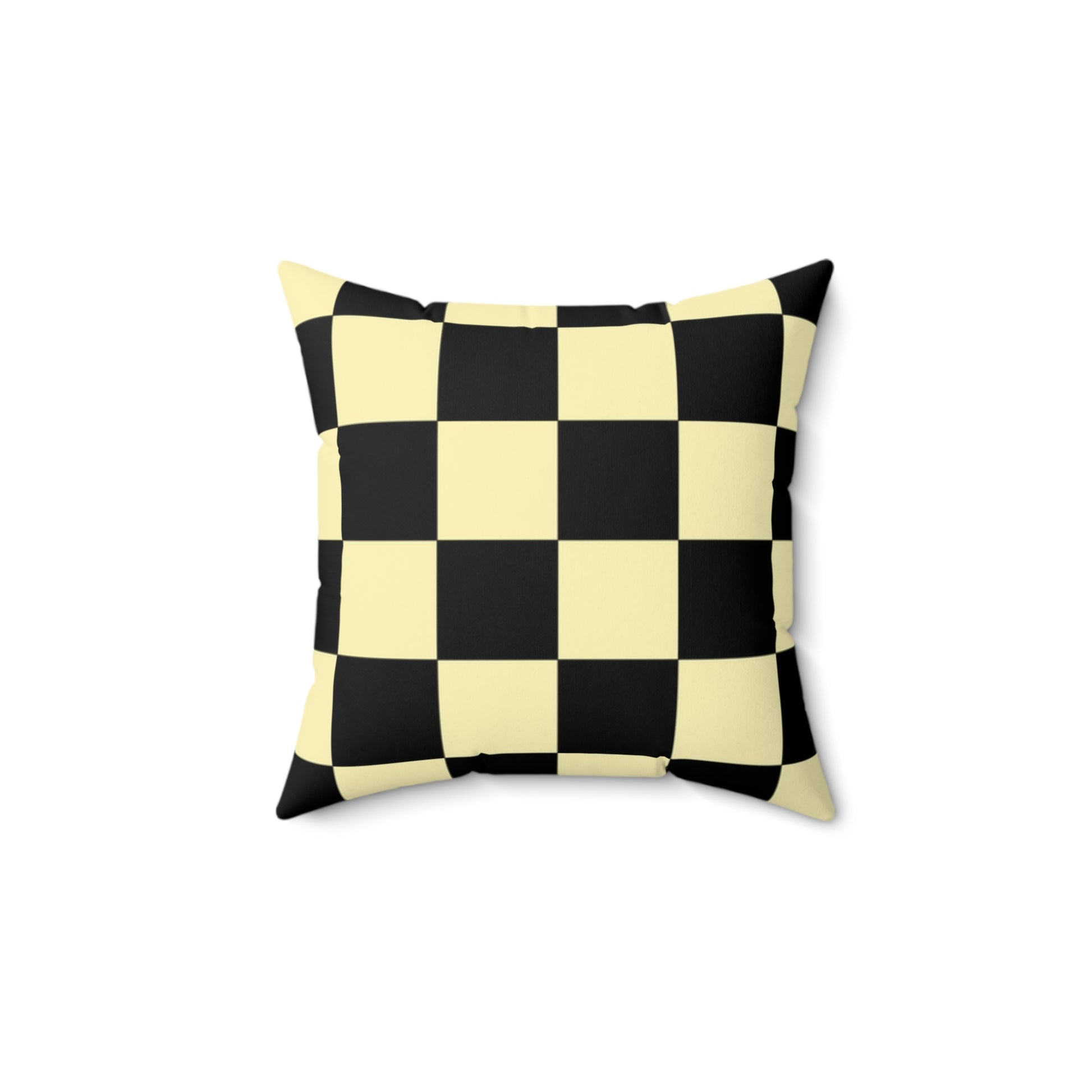 Checkerboard Black and Yellow Spun Polyester Square Pillow, Artsulli - Art is Long, Life is Short, Home Decor, , , , , , , 