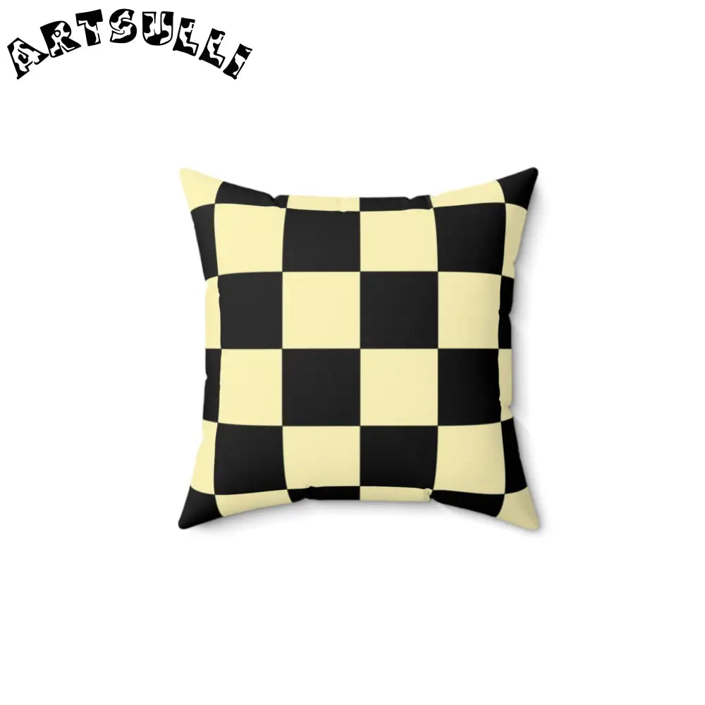 JAKKOUTTHEBXX Checkerboard Black and Yellow Spun Polyester Square