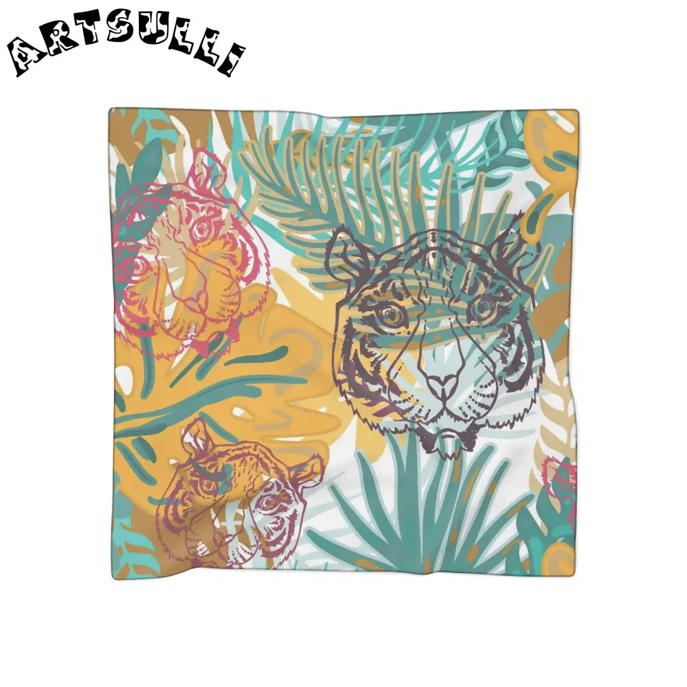 JAKKOUTTHEBXX Tropical Jungle Tigers Brown and Green Poly Scarf