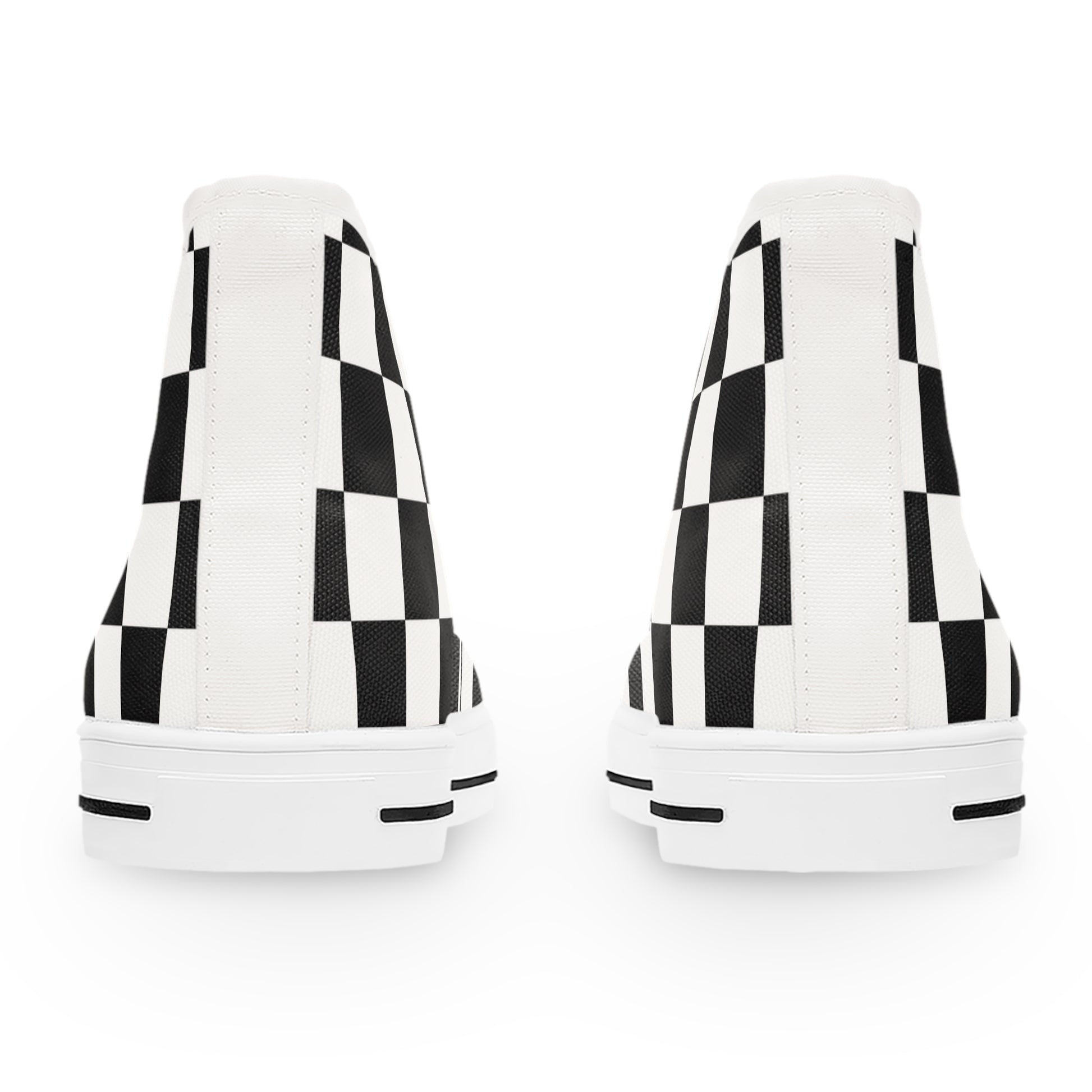 Checkerboard White and Black Women's High Top Sneakers, Artsulli - Art is Long, Life is Short, Shoes, , , , , , , 